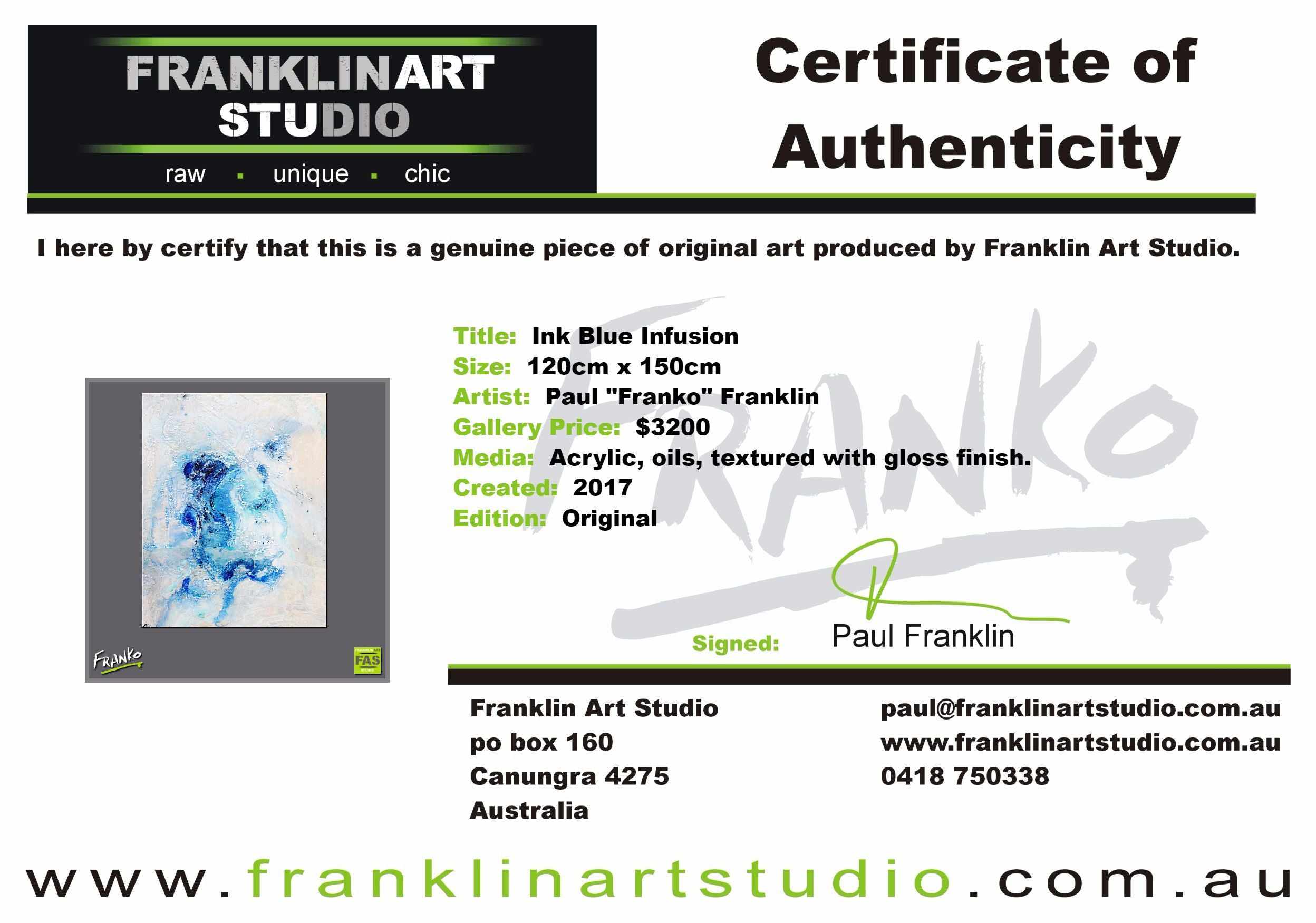 Ink Blue Infusion 120cm x 150cm White Blue Abstract Painting (SOLD)-abstract-[Franko Artist]-[Cheryl]-[Wendy]-[Gabriela]-Franklin Art Studio