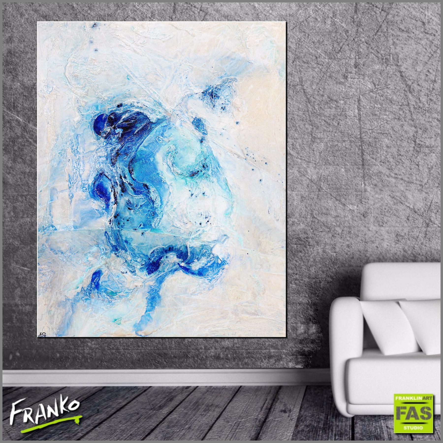 Ink Blue Infusion 120cm x 150cm White Blue Abstract Painting (SOLD)-abstract-Franko-[huge]-[Australian]-[best Selling]-Franklin Art Studio