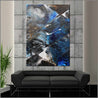 Ink Clash 140cm x 100cm Black Blue Textured Abstract Painting (SOLD)-Abstract-Franko-[huge]-[Australian]-[best Selling]-Franklin Art Studio