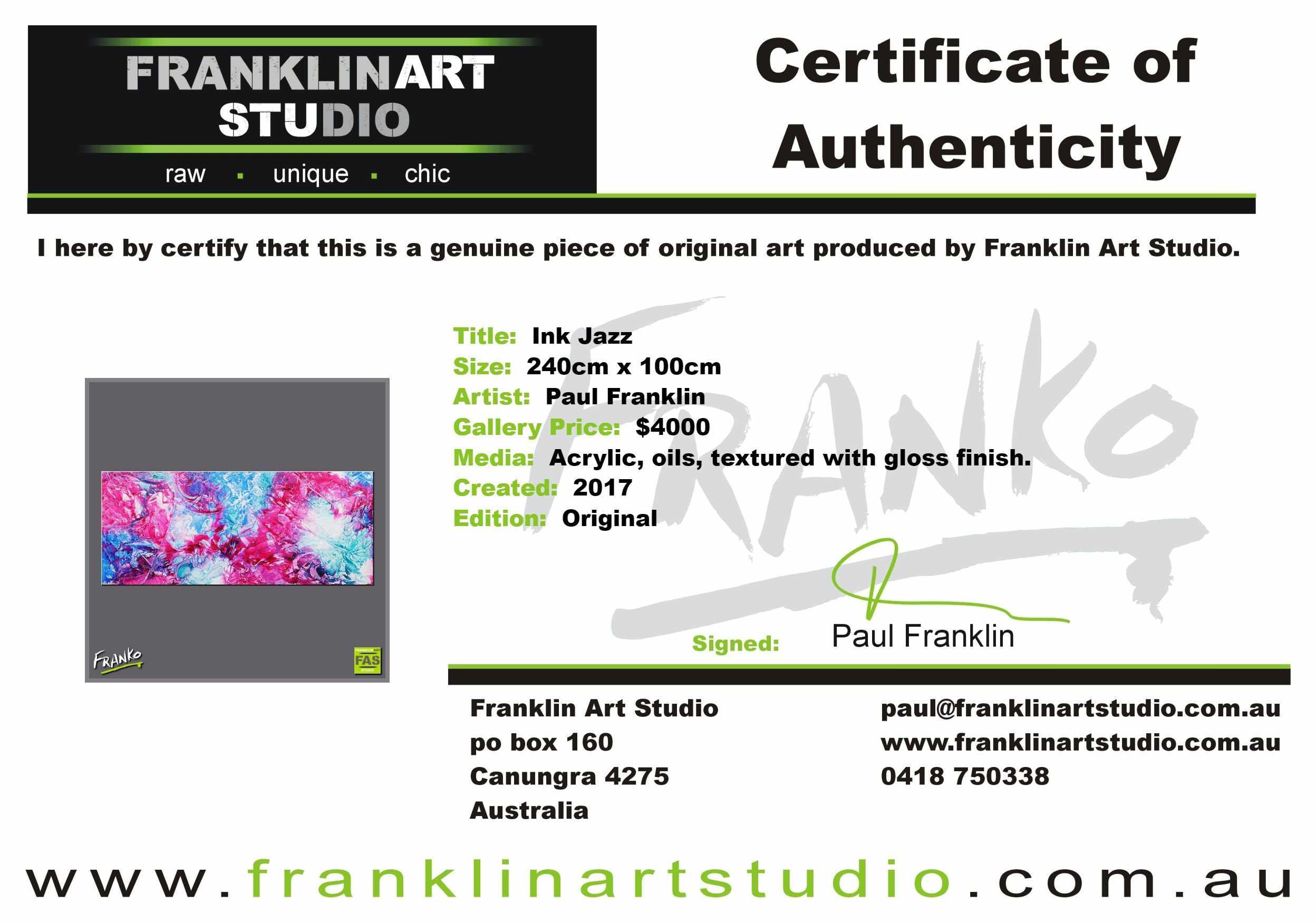 Ink Jazz 240cm x 100cm Pink Blue Abstract Painting (SOLD)-abstract-Franko-[franko_art]-[beautiful_Art]-[The_Block]-Franklin Art Studio
