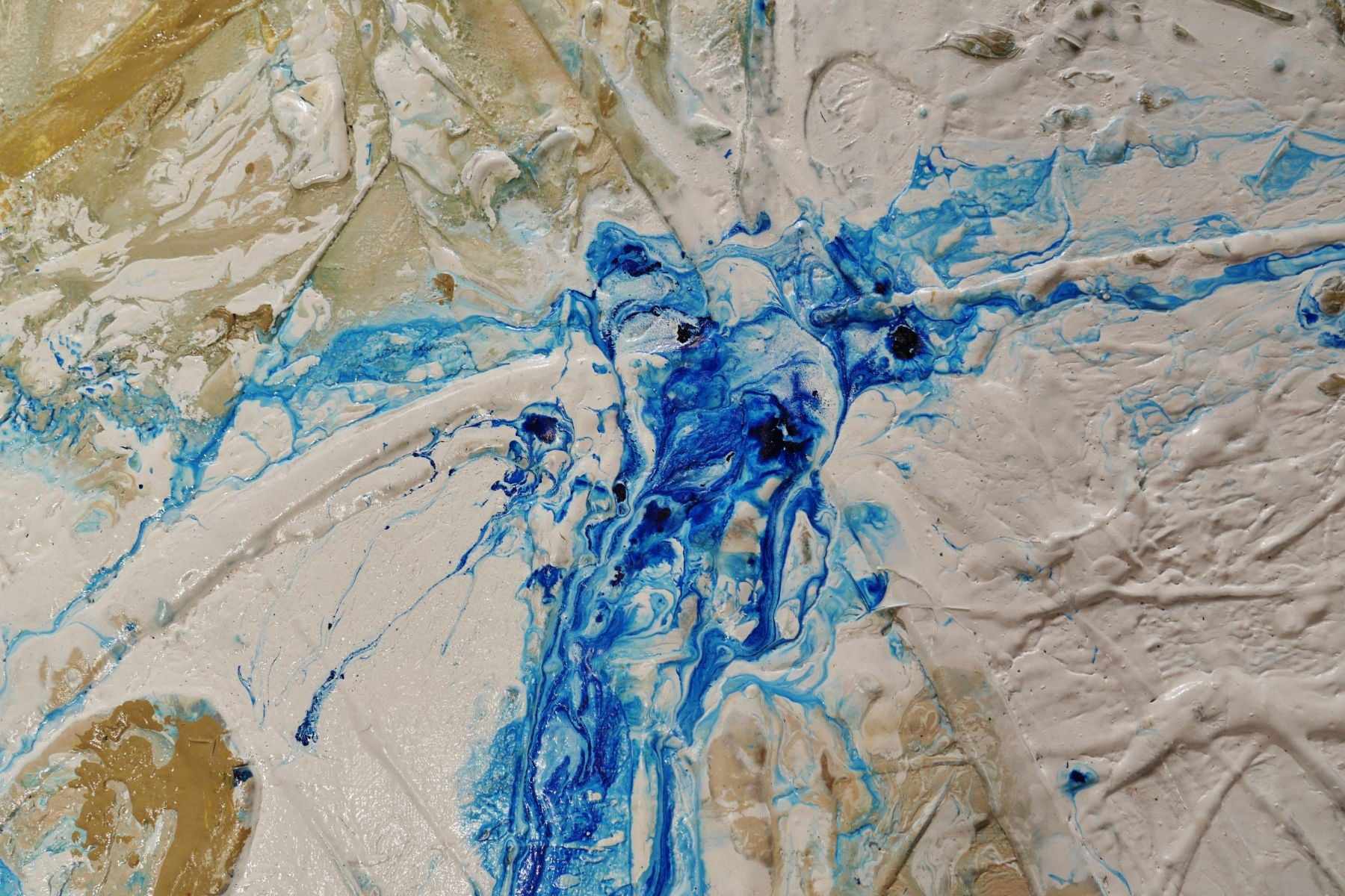 update alt-text with template Inked Atoll 190cm x 100cm Cream Blue Textured Abstract Painting-huge-Australian artist-Franko-Franklin Art Studio