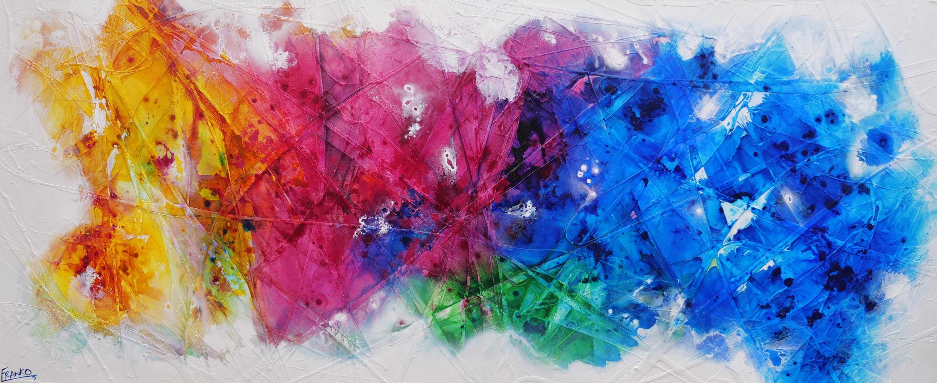 Inked Colour Pop 240cm x 100cm Colourful Textured Abstract Painting (SOLD)-Abstract-Franko-[Franko]-[Australia_Art]-[Art_Lovers_Australia]-Franklin Art Studio