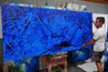 Inked Euphoria 270cm x 120cm Blue Ink Textured Abstract Painting-Abstract-Franko-[franko_art]-[beautiful_Art]-[The_Block]-Franklin Art Studio