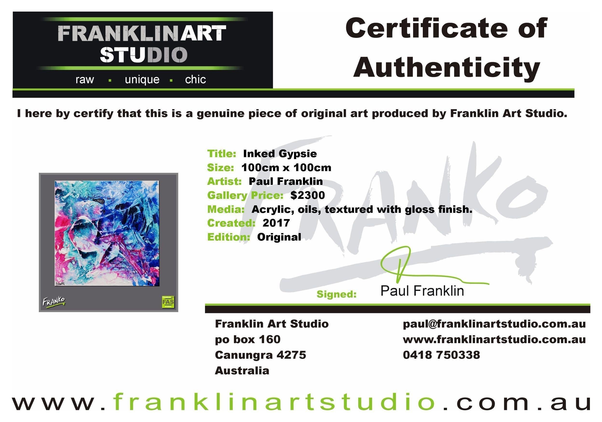 Inked Gypsy 100cm x 100cm Colourful Abstract Painting (SOLD)-abstract-Franko-[franko_art]-[beautiful_Art]-[The_Block]-Franklin Art Studio