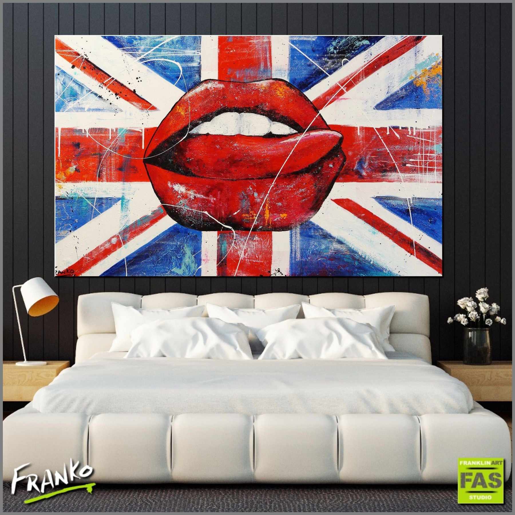 It's A British Thing 160cm x 100cm British Lips Pop Art Painting (SOLD)-urban pop-Franko-[Franko]-[huge_art]-[Australia]-Franklin Art Studio