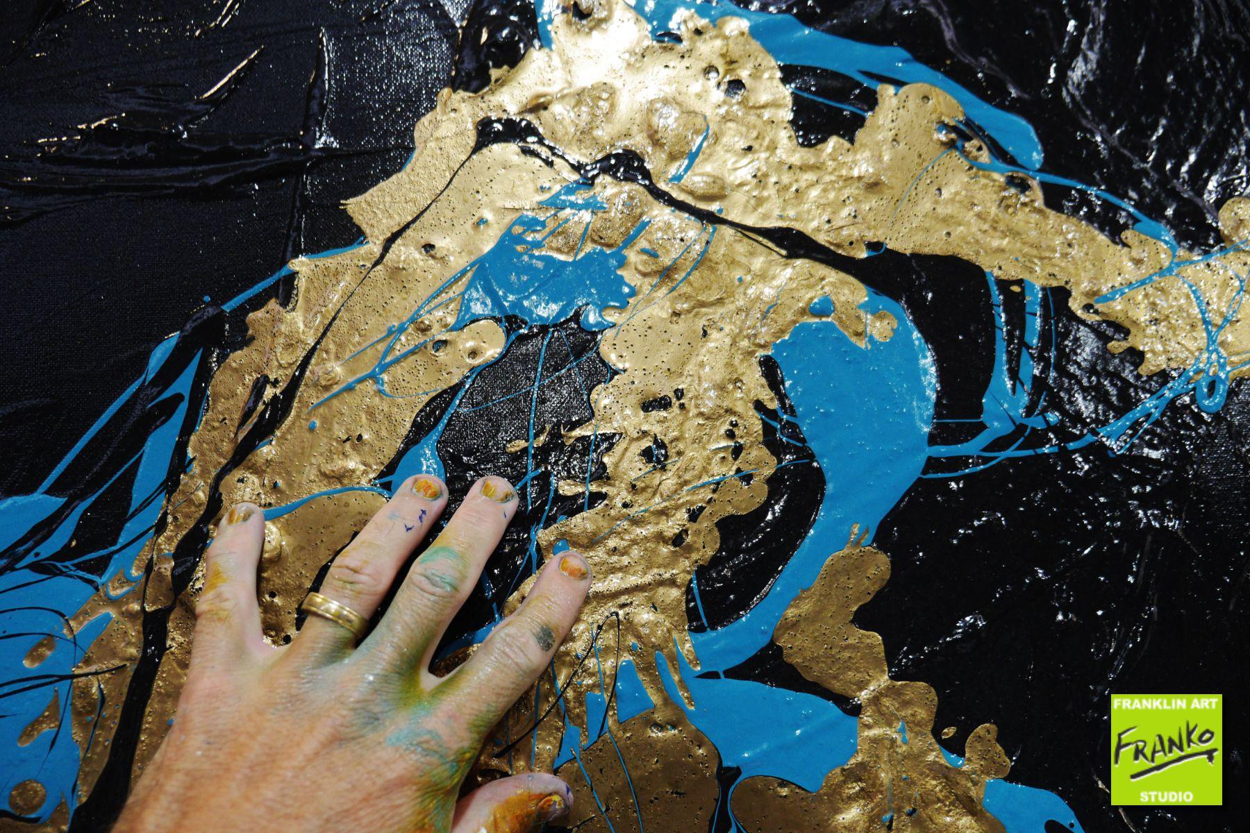 Jade Breath 100cm x 100cm Jade Black Gold Textured Abstract Painting (SOLD)