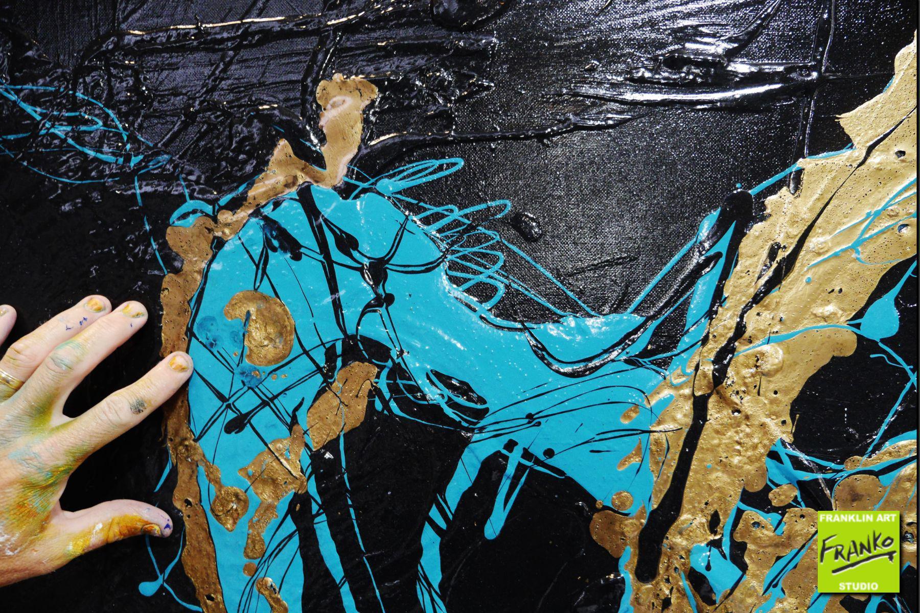 Jade Breath 100cm x 100cm Jade Black Gold Textured Abstract Painting (SOLD)-Abstract-[Franko]-[Artist]-[Australia]-[Painting]-Franklin Art Studio