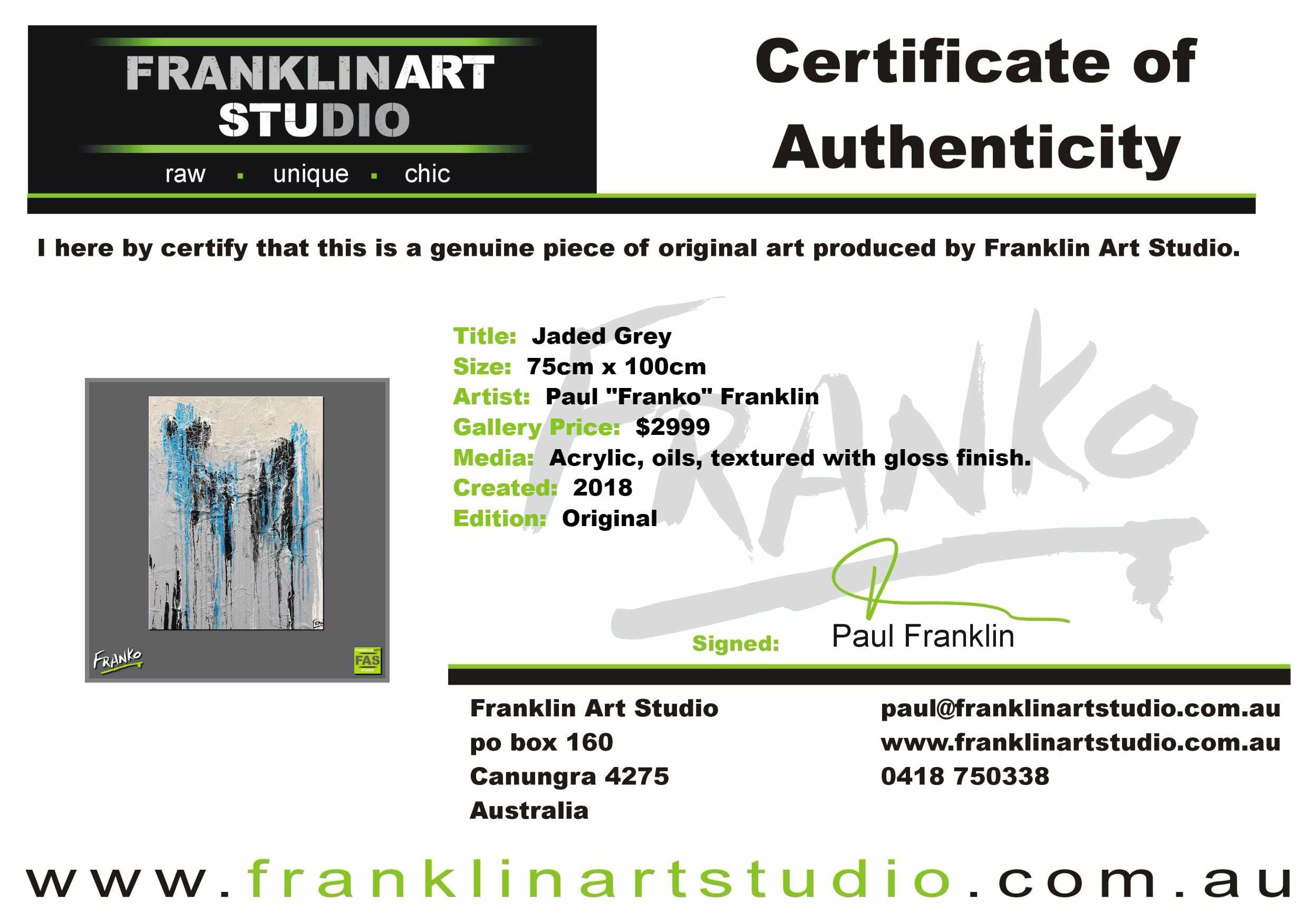 Jaded Grey 75cm x 100cm Grey Jade Black Abstract Painting (SOLD)-Abstract-Franko-[franko_art]-[beautiful_Art]-[The_Block]-Franklin Art Studio