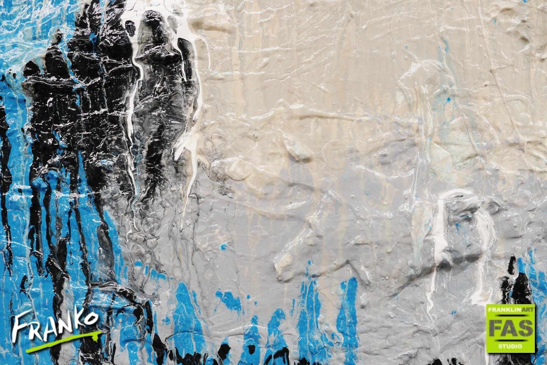 Jaded Grey 75cm x 100cm Grey Jade Black Abstract Painting (SOLD)