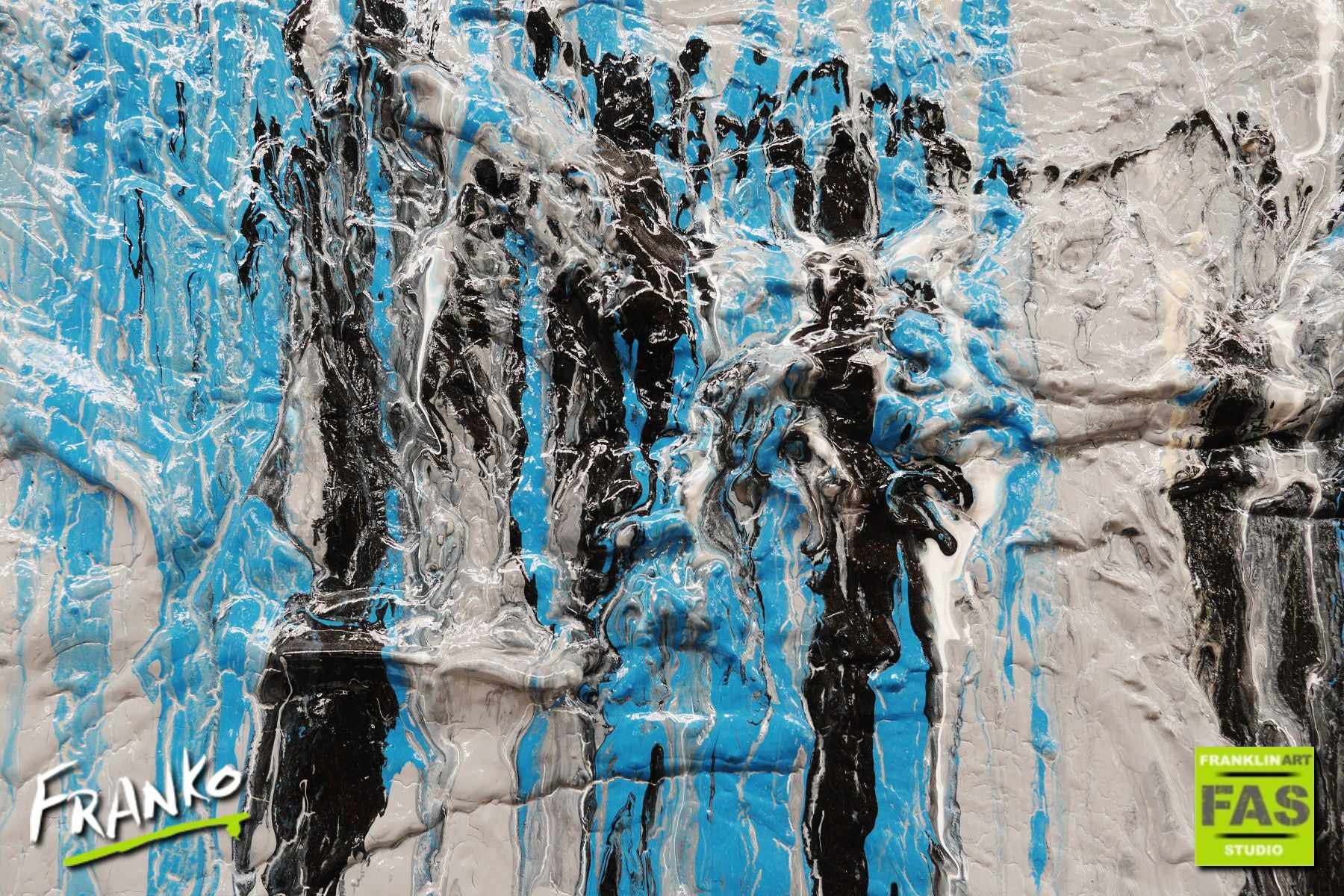 Jaded Grey 75cm x 100cm Grey Jade Black Abstract Painting (SOLD)
