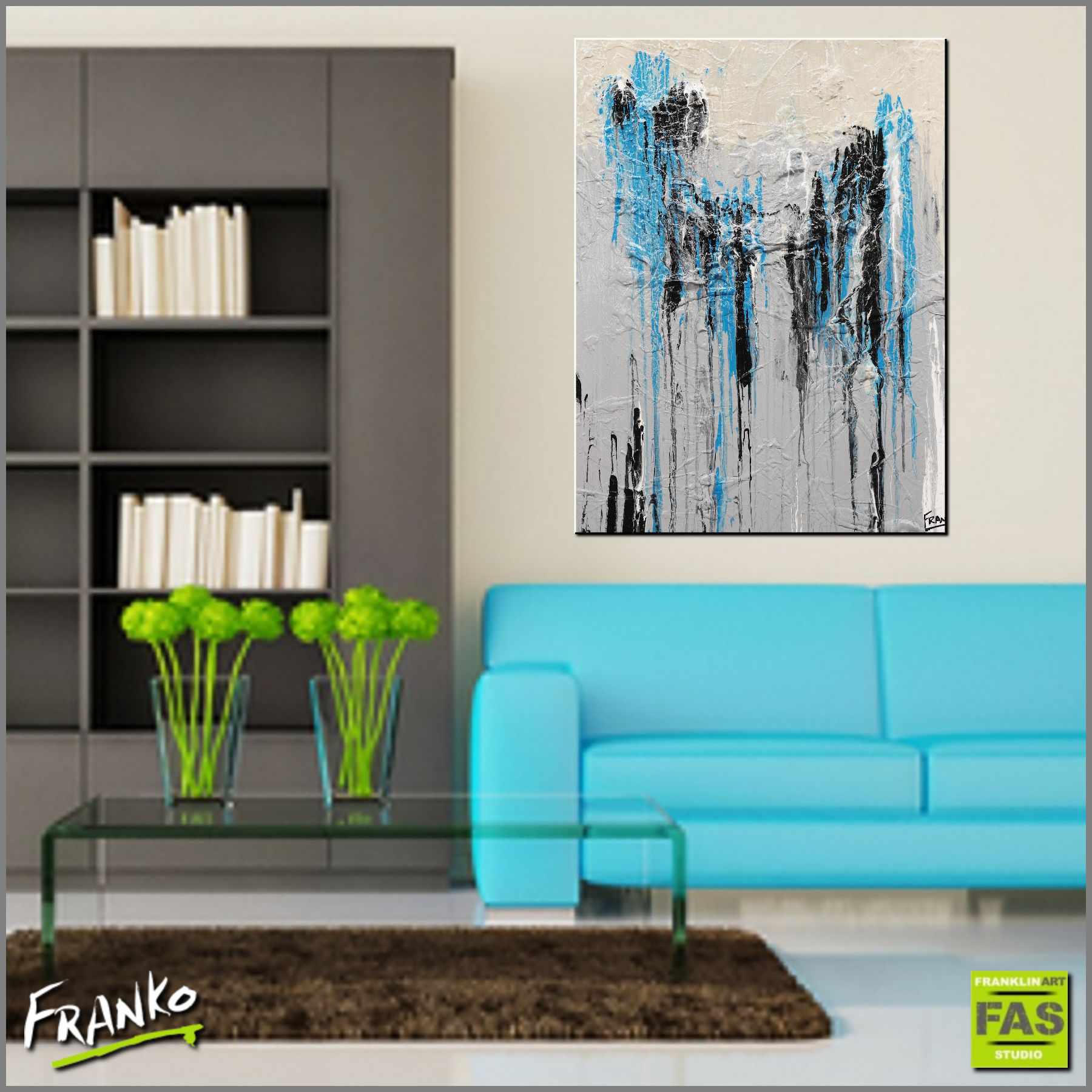 Jaded Grey 75cm x 100cm Grey Jade Black Abstract Painting (SOLD)-Abstract-Franko-[huge]-[Australian]-[best Selling]-Franklin Art Studio