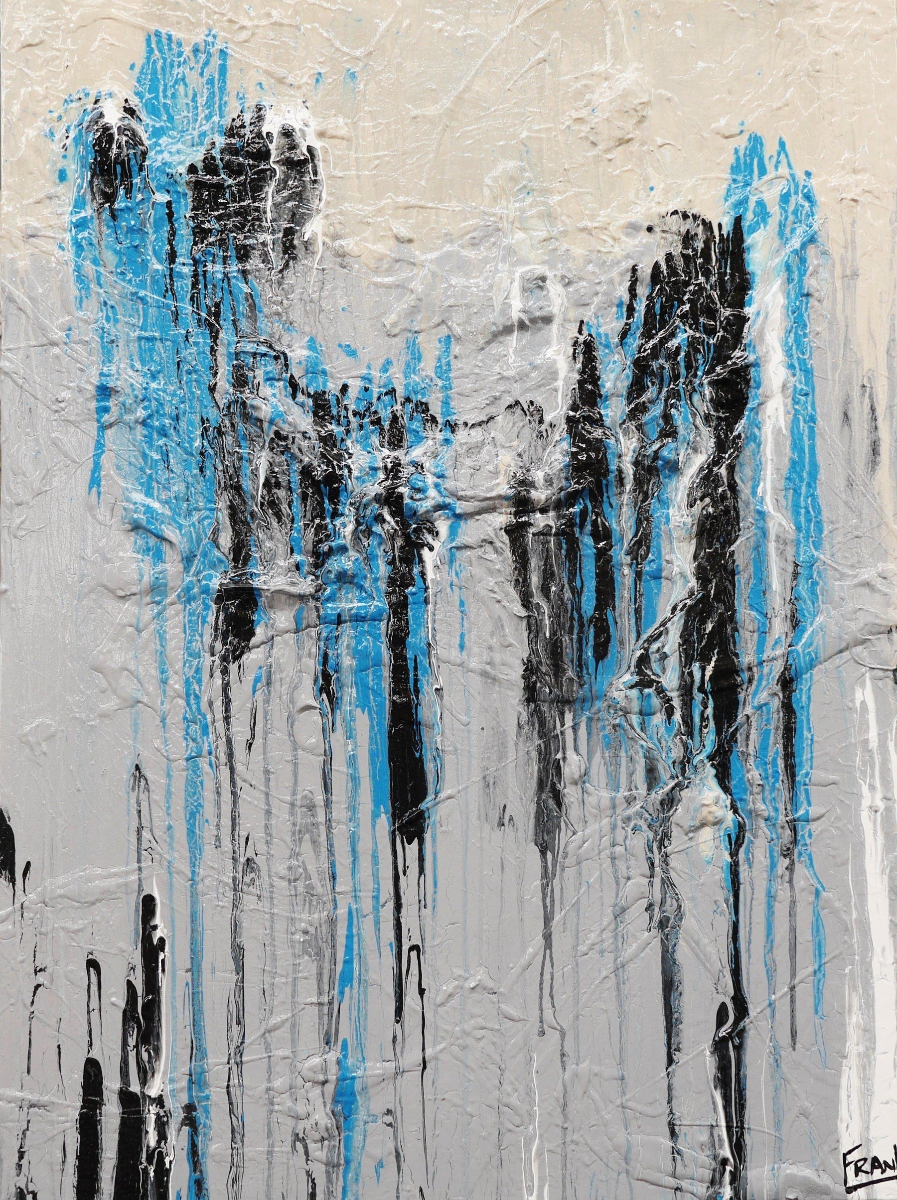 Jaded Grey 75cm x 100cm Grey Jade Black Abstract Painting (SOLD)-Abstract-[Franko ]-[Gallery]-[popular]-[Australia]-Franklin Art Studio