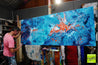 Jelly and Candy 200cm x 80cm Blue Orange Textured Abstract Painting (SOLD)-Abstract-Franko-[franko_artist]-[Art]-[interior_design]-Franklin Art Studio