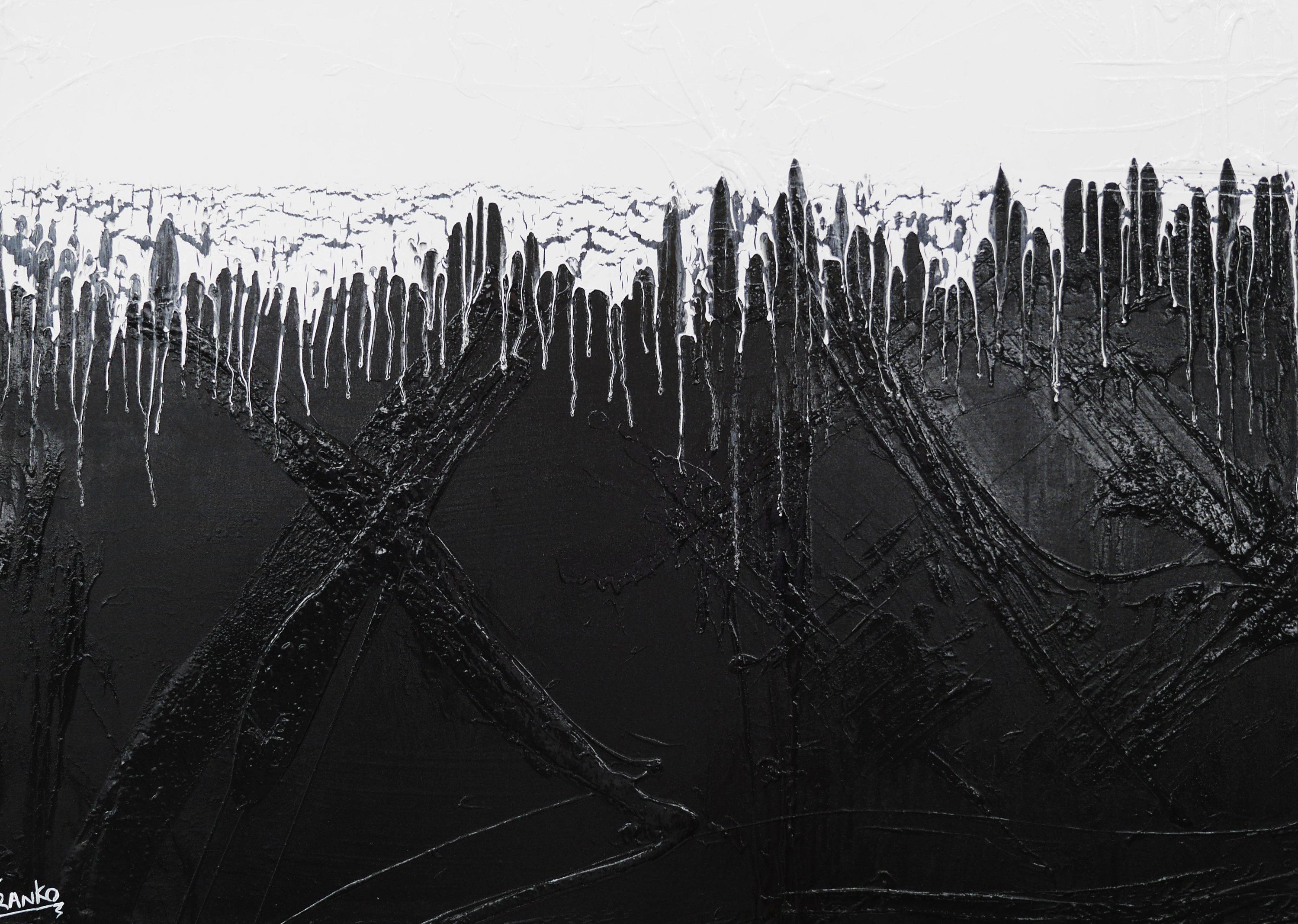 Jellyfish Tango 140cm x 100cm White Black Abstract Painting (SOLD)-abstract-Franko-[Franko]-[Australia_Art]-[Art_Lovers_Australia]-Franklin Art Studio