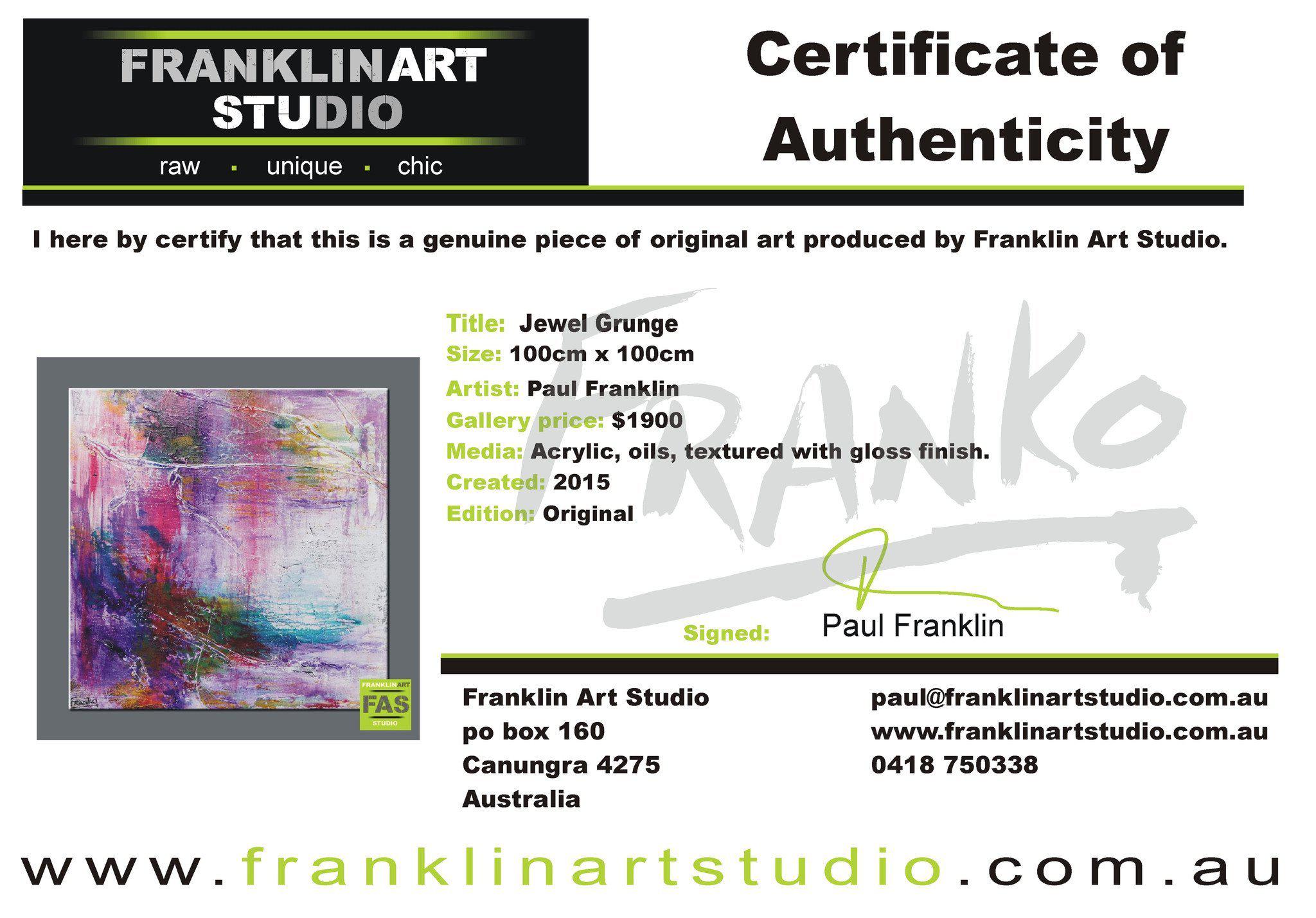 Jewel Grunge 100cm x 100cm Abstract Painting Purple (SOLD)-abstract-Franko-[franko_art]-[beautiful_Art]-[The_Block]-Franklin Art Studio