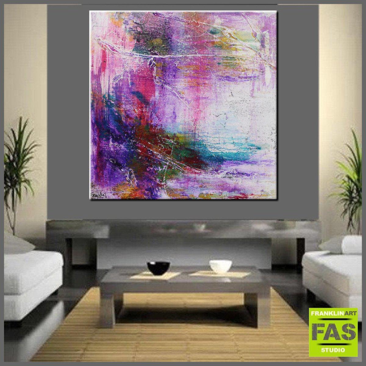 Jewel Grunge 100cm x 100cm Abstract Painting Purple (SOLD)-abstract-Franko-[Franko]-[huge_art]-[Australia]-Franklin Art Studio