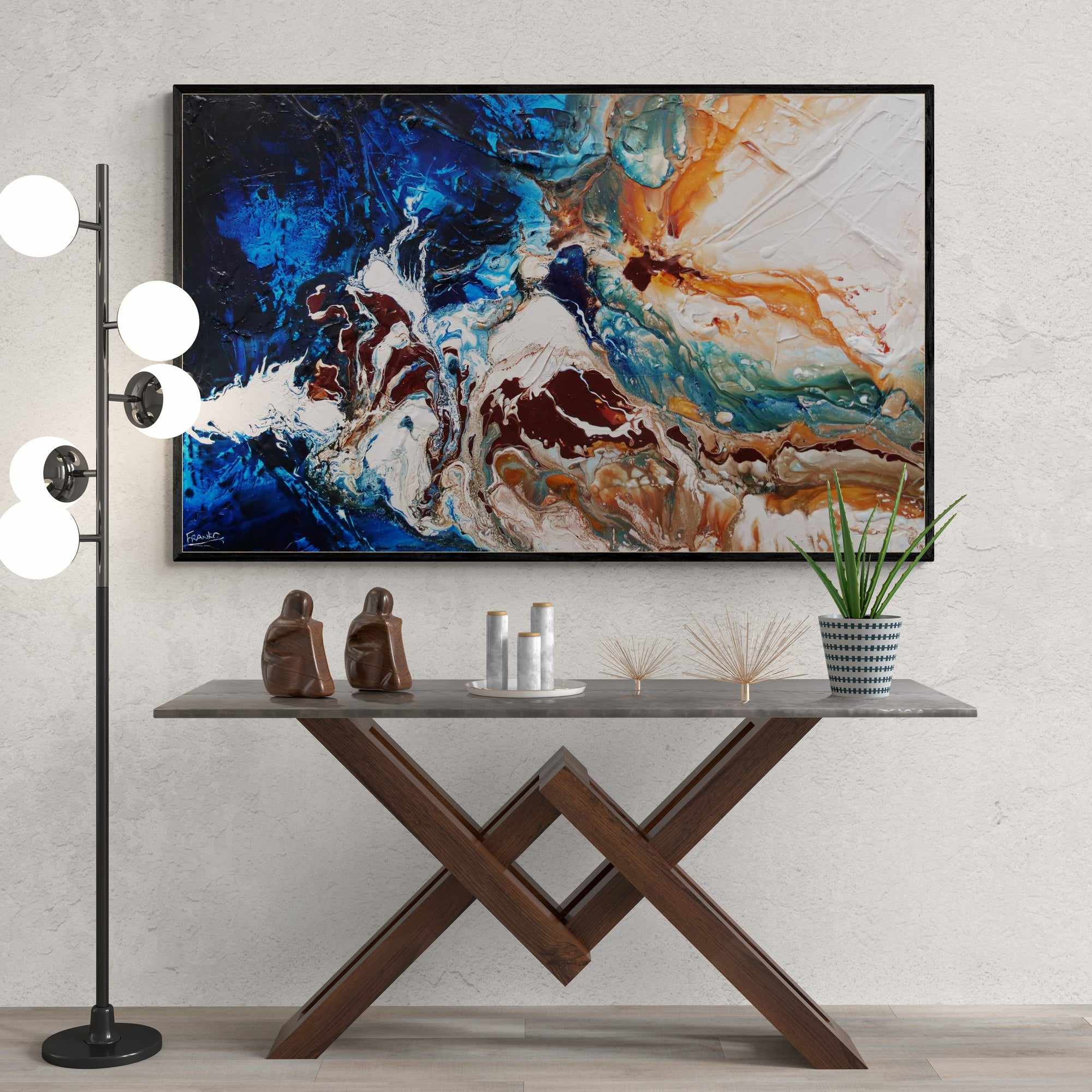 Journey 160cm x 100cm Blue White Textured Abstract Painting (SOLD)-Abstract-[Franko Artist]-[Cheryl]-[Wendy]-[Gabriela]-Franklin Art Studio