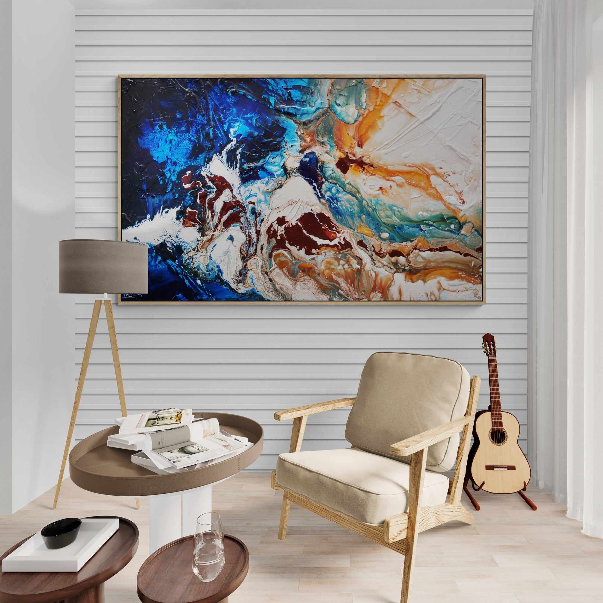Journey 160cm x 100cm Blue White Textured Abstract Painting (SOLD)-Abstract-Franko-[huge]-[Australian]-[best Selling]-Franklin Art Studio