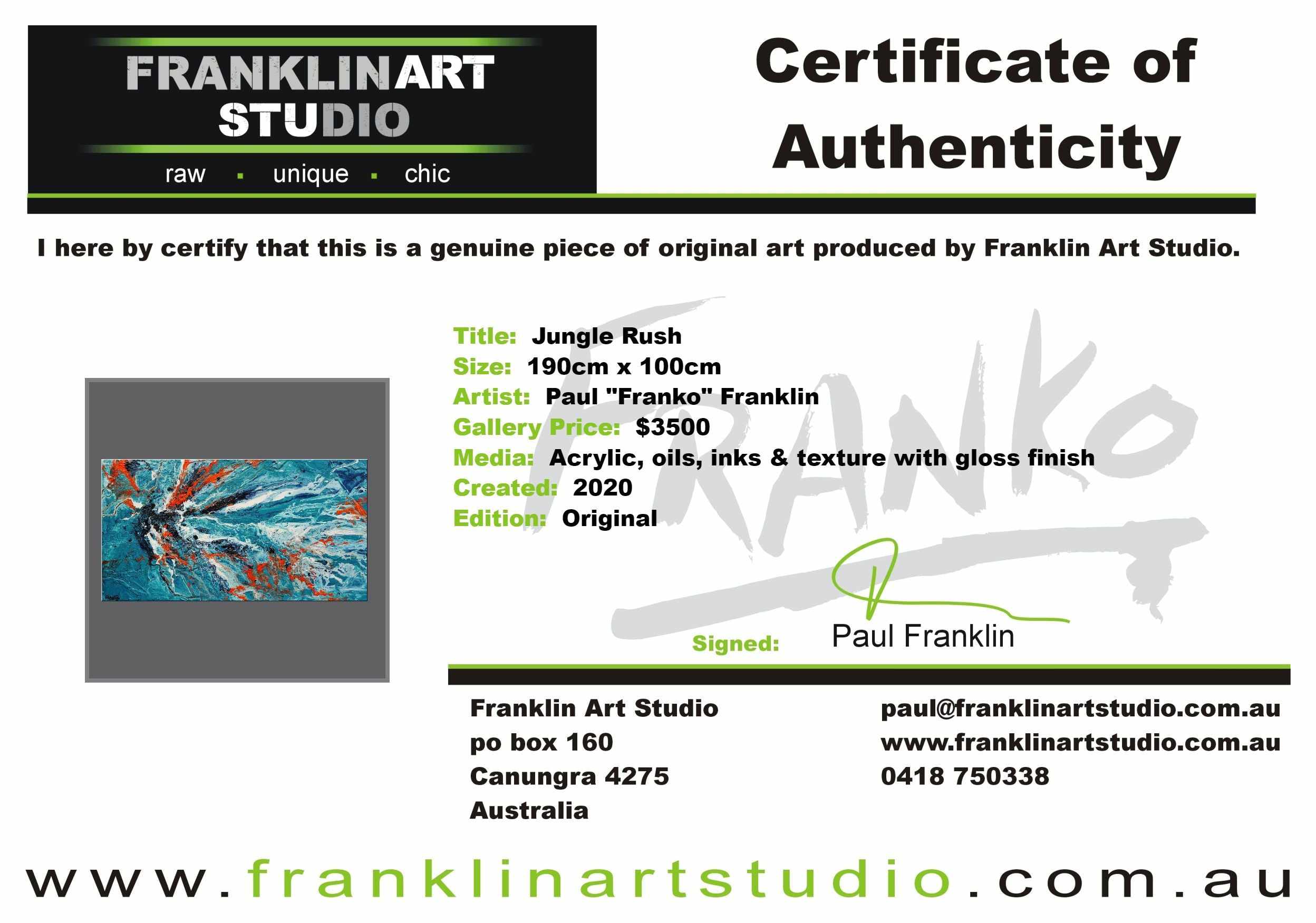 Jungle Rush 190cm x 100cm Blue Orange Textured Abstract Painting (SOLD)-Abstract-[Franko Artist]-[Cheryl]-[Wendy]-[Gabriela]-Franklin Art Studio