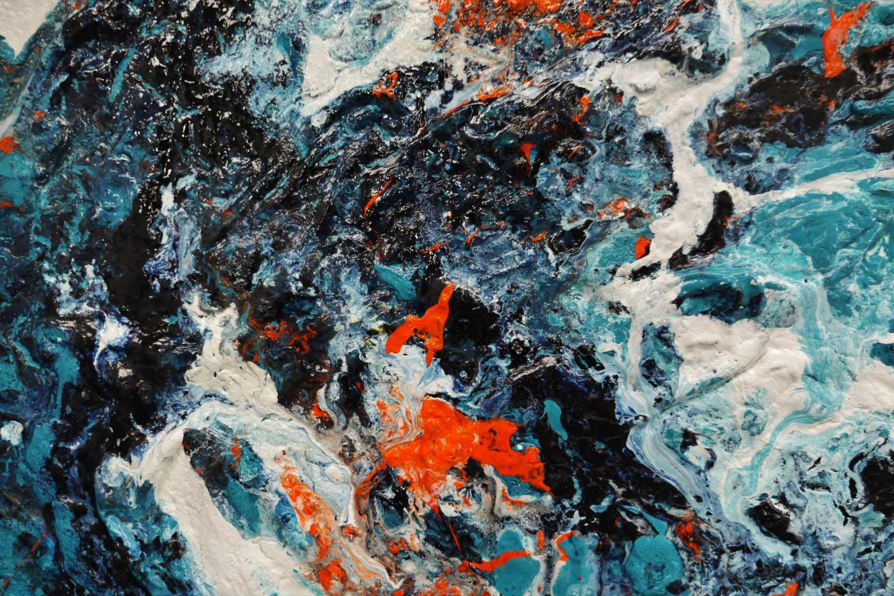 Jungle Rush 190cm x 100cm Blue Orange Textured Abstract Painting (SOLD)