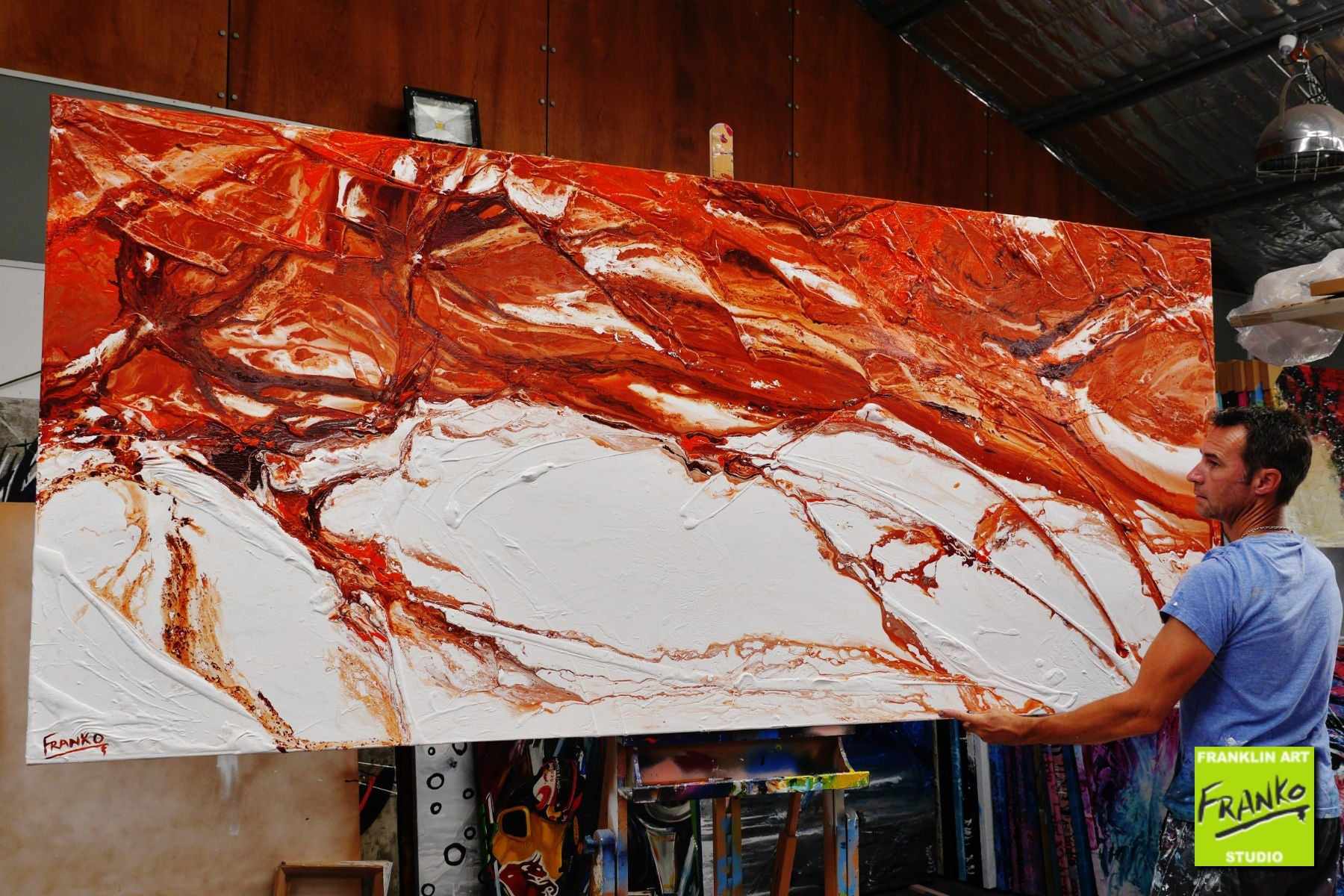 Jupiter Rising 270cm x 120cm Brown White Textured Abstract Painting (SOLD)-Abstract-Franko-[franko_artist]-[Art]-[interior_design]-Franklin Art Studio