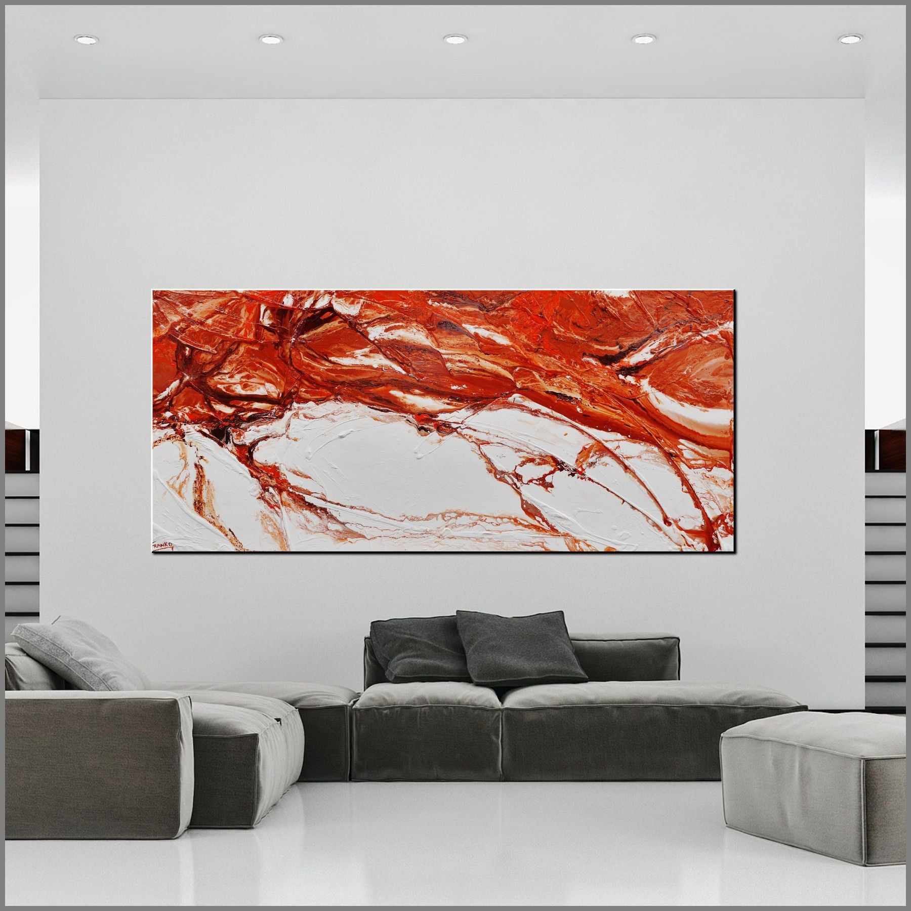 Jupiter Rising 270cm x 120cm Brown White Textured Abstract Painting (SOLD)-Abstract-Franko-[Franko]-[huge_art]-[Australia]-Franklin Art Studio
