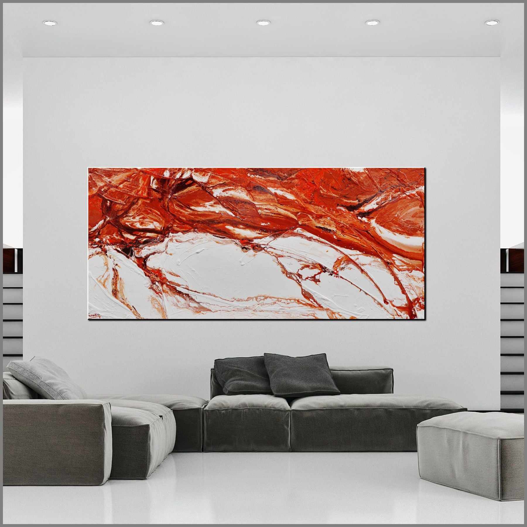 Jupiter Rising 270cm x 120cm Brown White Textured Abstract Painting (SOLD)-Abstract-Franko-[huge]-[Australian]-[best Selling]-Franklin Art Studio