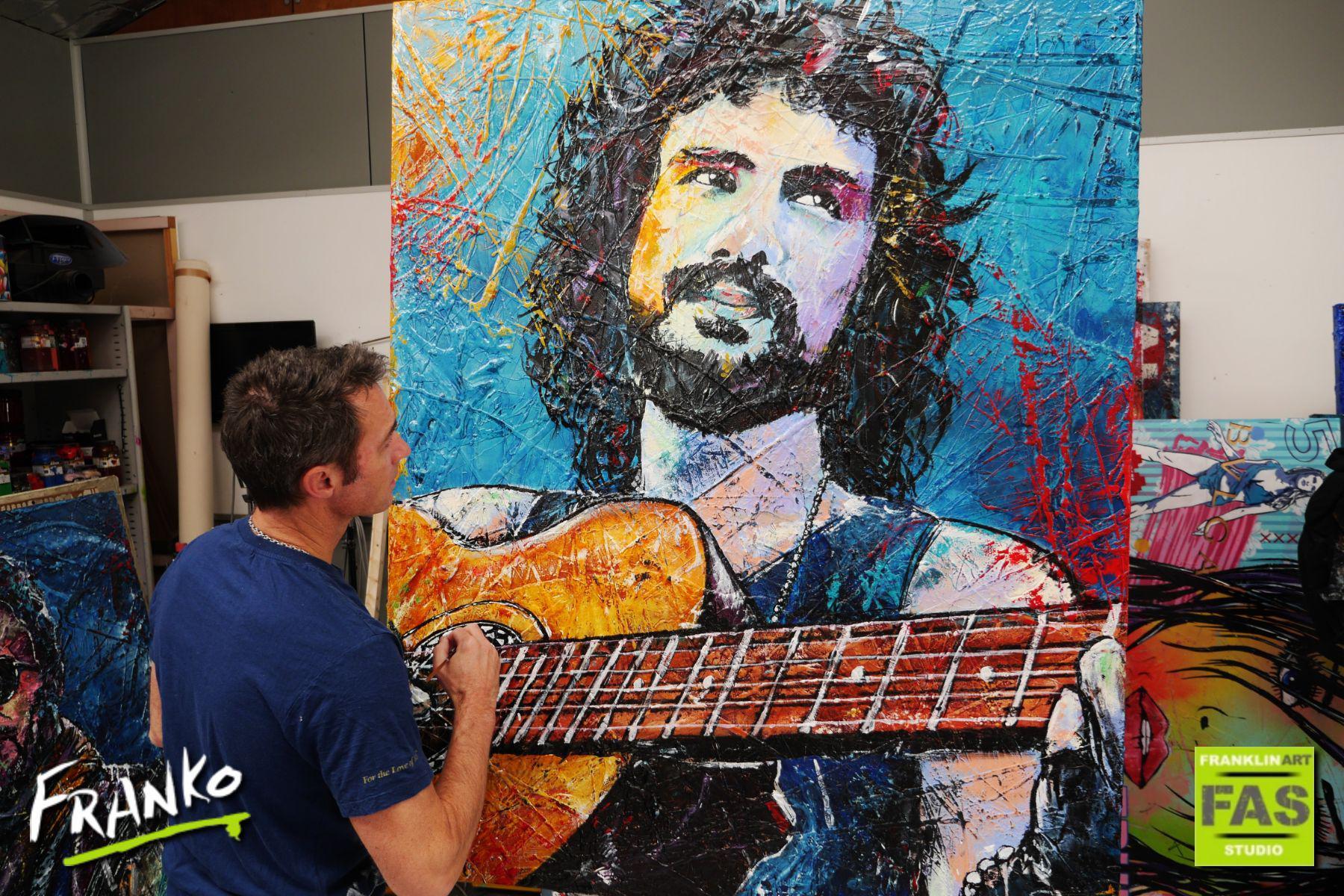 Just Relax Take it Easy 120cm x 150cm Huge Abstract Realism Cat Stevens Painting (SOLD)-abstract realism-[Franko Artist]-[Cheryl]-[Wendy]-[Gabriela]-Franklin Art Studio