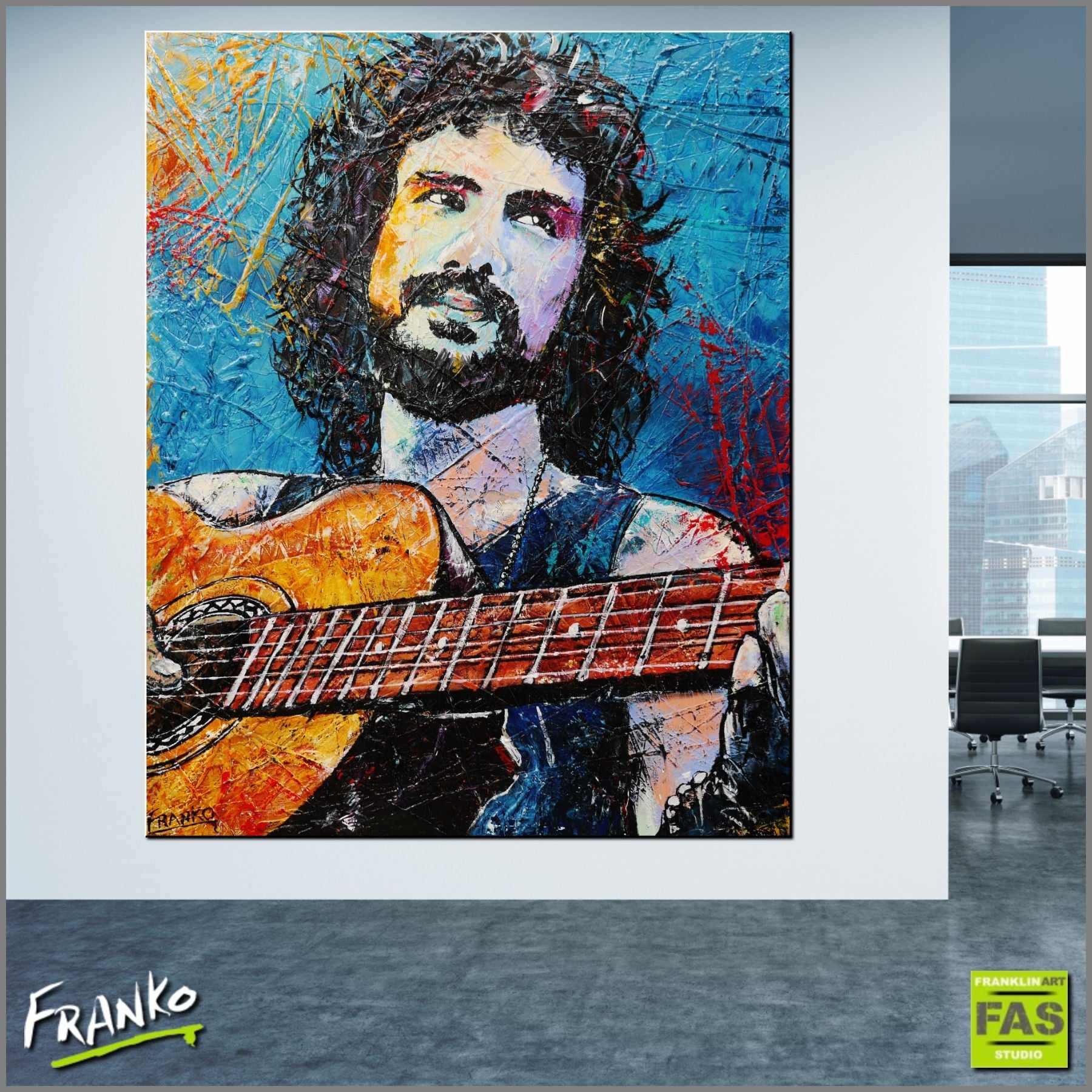 Just Relax Take it Easy 120cm x 150cm Huge Abstract Realism Cat Stevens Painting (SOLD)-abstract realism-Franko-[Franko]-[huge_art]-[Australia]-Franklin Art Studio