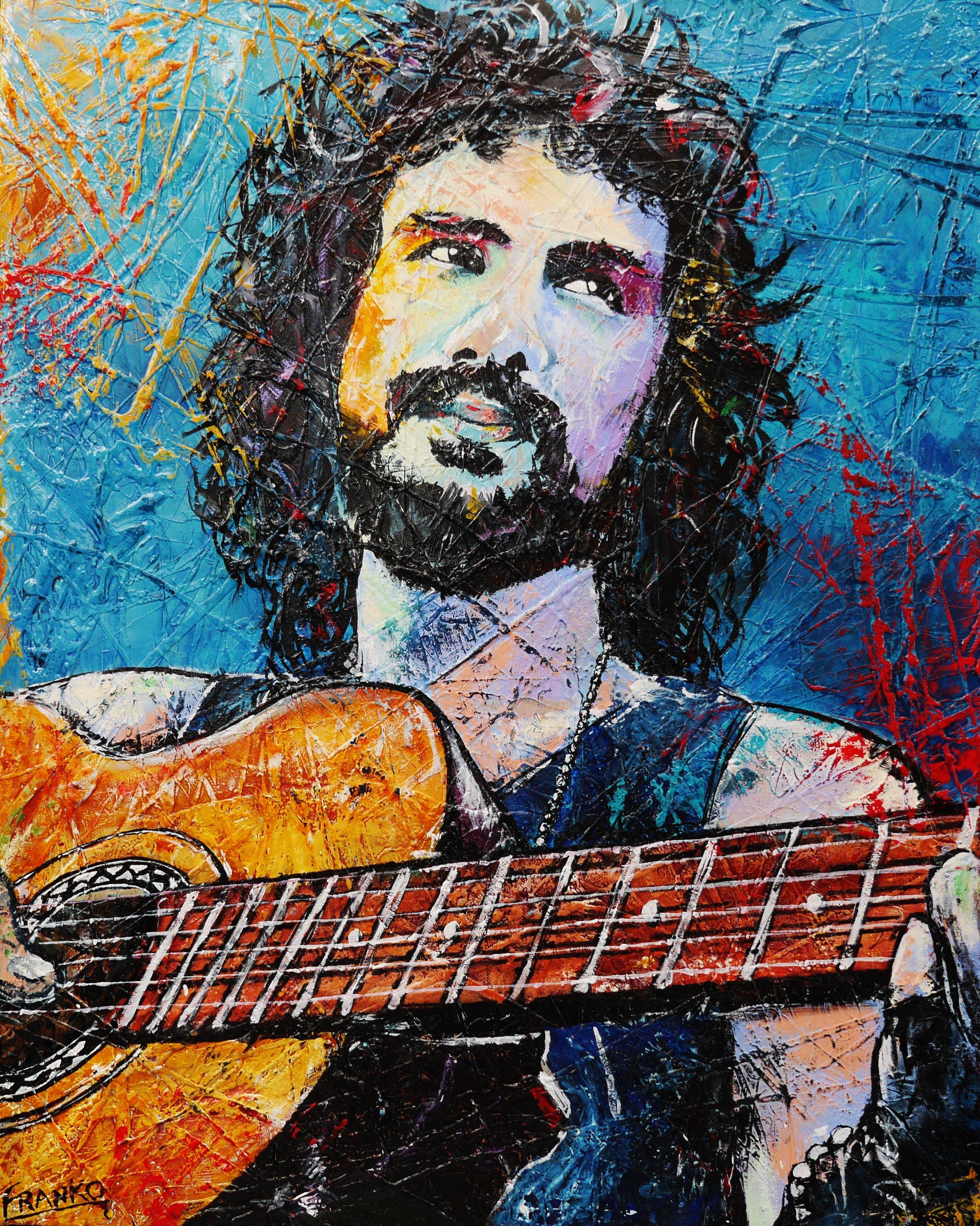 Just Relax Take it Easy 120cm x 150cm Huge Abstract Realism Cat Stevens Painting (SOLD)-abstract realism-[Franko ]-[Gallery]-[popular]-[Australia]-Franklin Art Studio