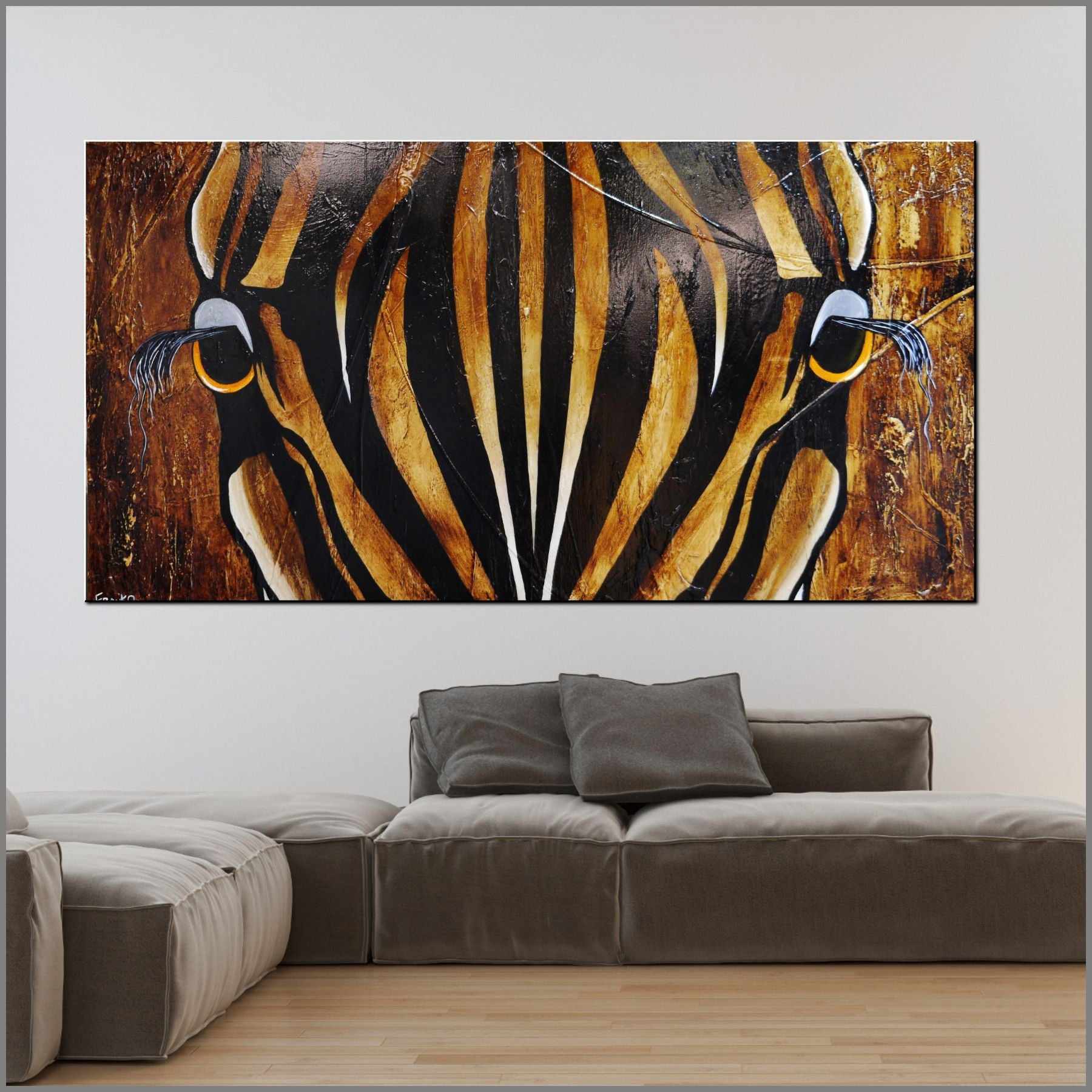 Khari (Like a King) 190cm x 100cm African Zebra Urban Pop Painting (SOLD)-Animals-Franko-[franko_art]-[beautiful_Art]-[The_Block]-Franklin Art Studio