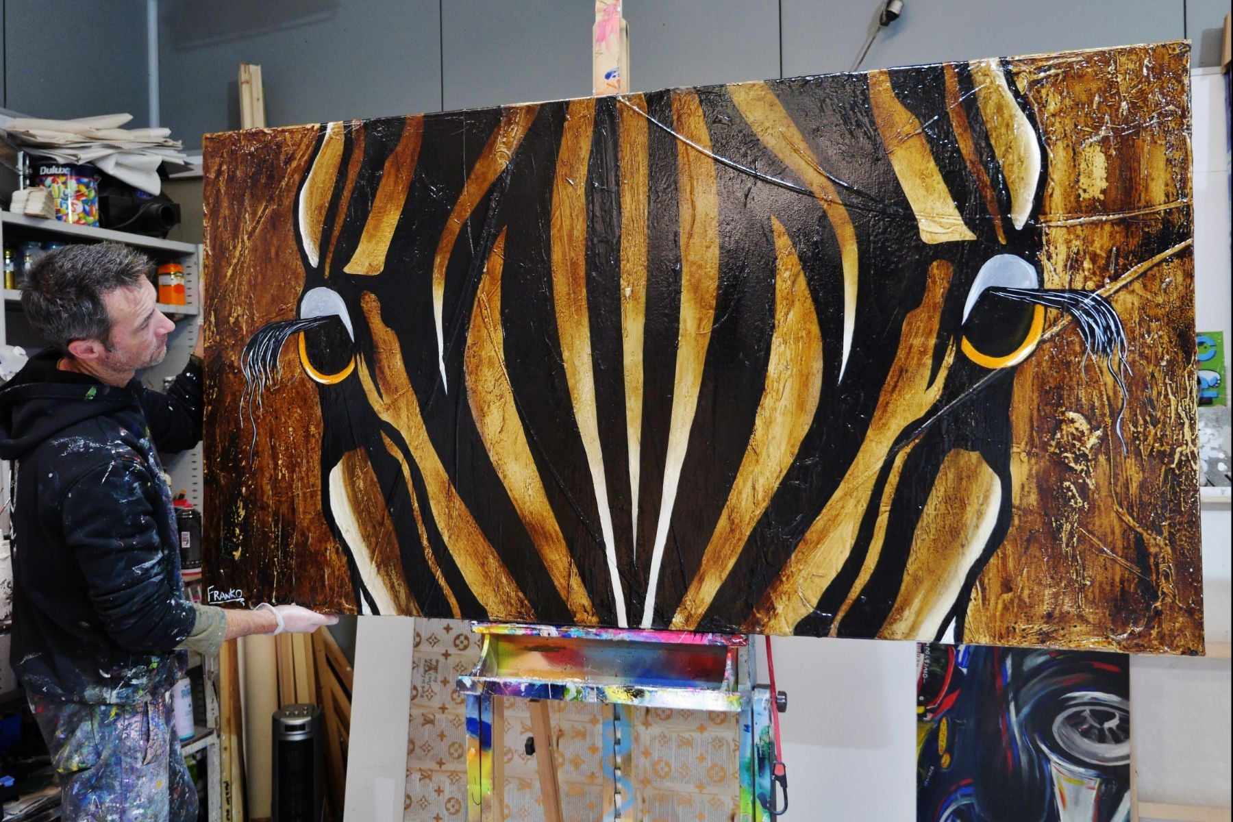 Khari (Like a King) 190cm x 100cm African Zebra Urban Pop Painting (SOLD)