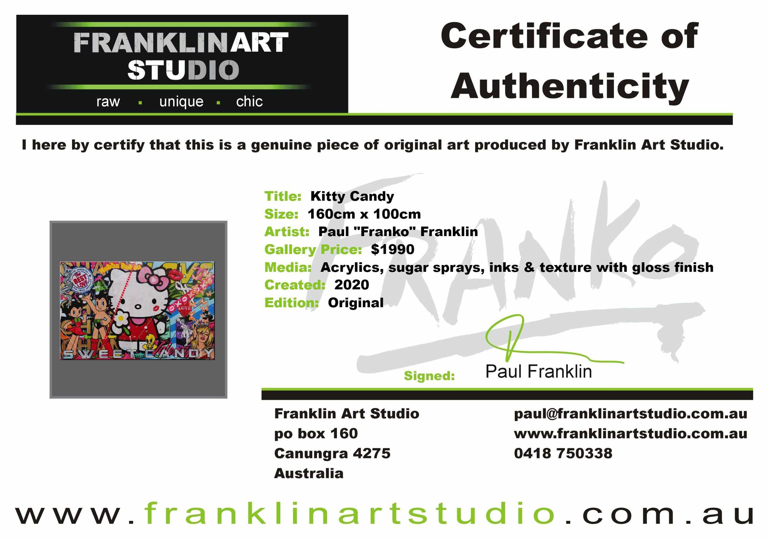 Kitty Candy 160cm x 100cm Hello Kitty Textured Urban Pop Art Painting (SOLD)-Urban Pop Art-Franko-[franko_art]-[beautiful_Art]-[The_Block]-Franklin Art Studio