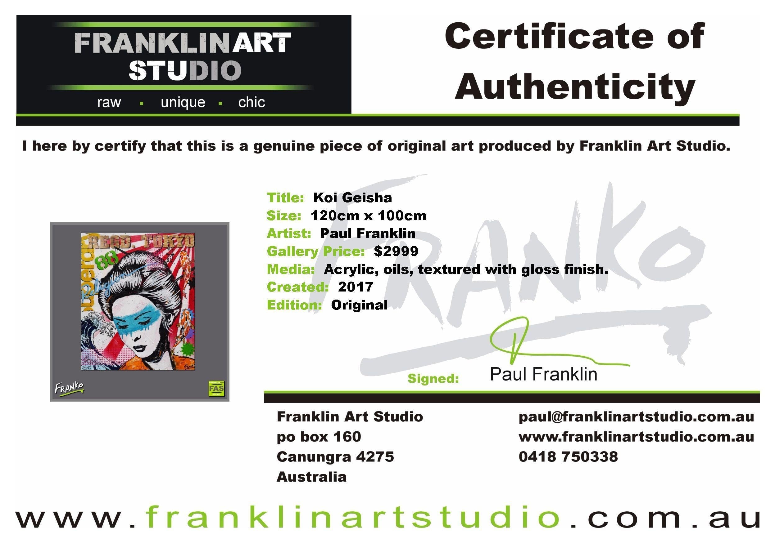 Koi Geisha 120cm x 100cm Geisha Pop Art Painting (SOLD)-urban pop-[Franko Artist]-[Gold Coast]-[Brisbane]-[Huge]-Franklin Art Studio