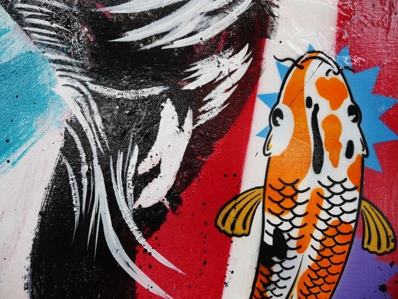 Koi Geisha 120cm x 100cm Geisha Pop Art Painting (SOLD)