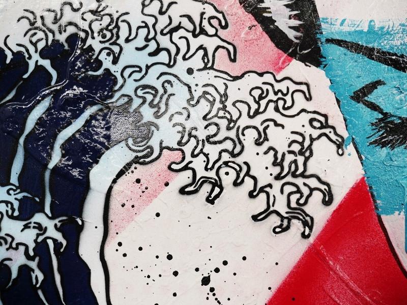 Koi Geisha 120cm x 100cm Geisha Pop Art Painting (SOLD)-urban pop-[Franko]-[Artist]-[Australia]-[Painting]-Franklin Art Studio