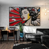 Konnichiwa 160cm x 100cm Geisha Textured Urban Pop Art Painting (SOLD)-Urban Pop Art-Franko-[franko_art]-[beautiful_Art]-[The_Block]-Franklin Art Studio
