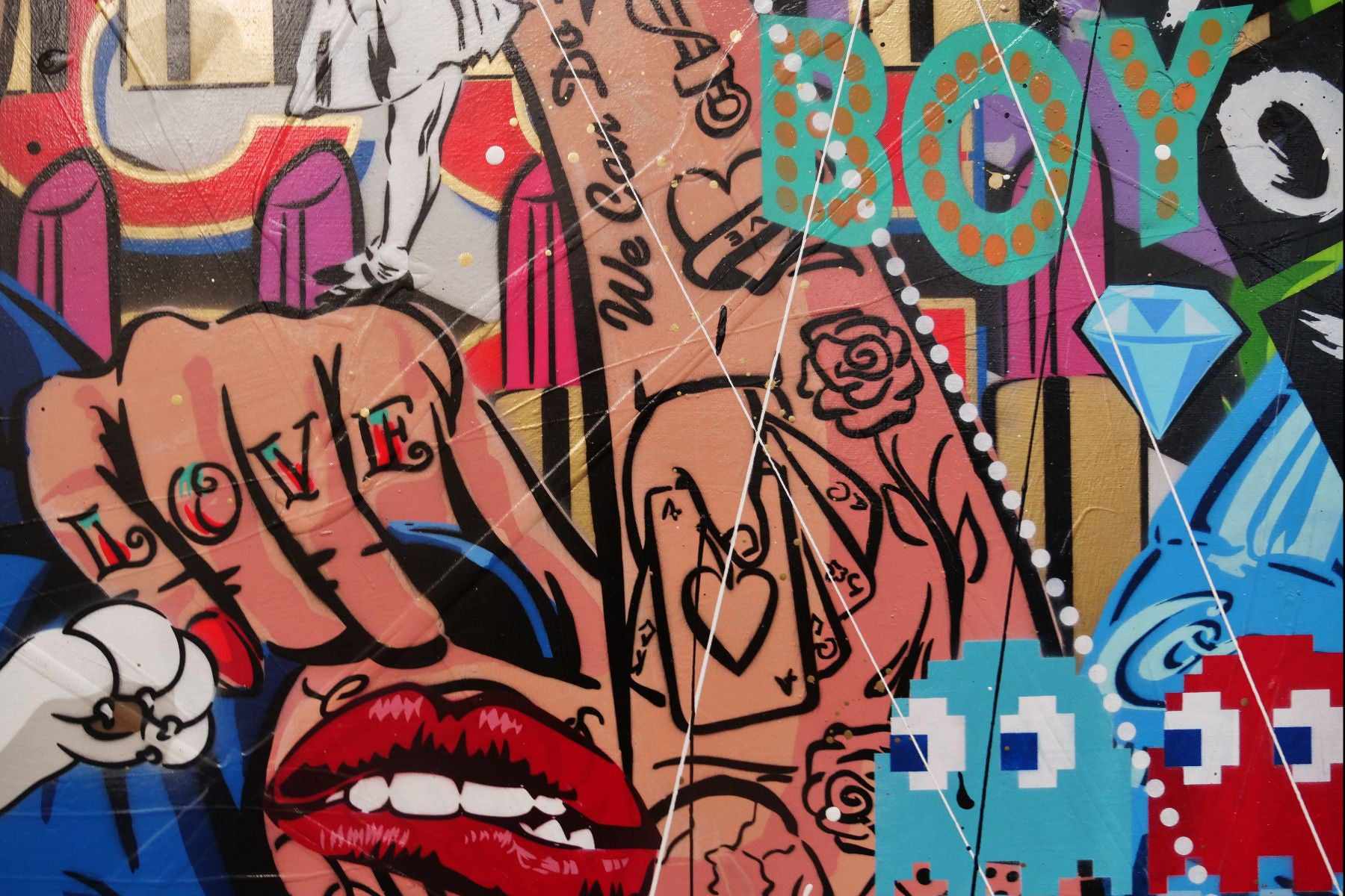 Lady Luck Rosie 190cm x 100cm Rosie The Riveter Textured Urban Pop Art Painting (SOLD)