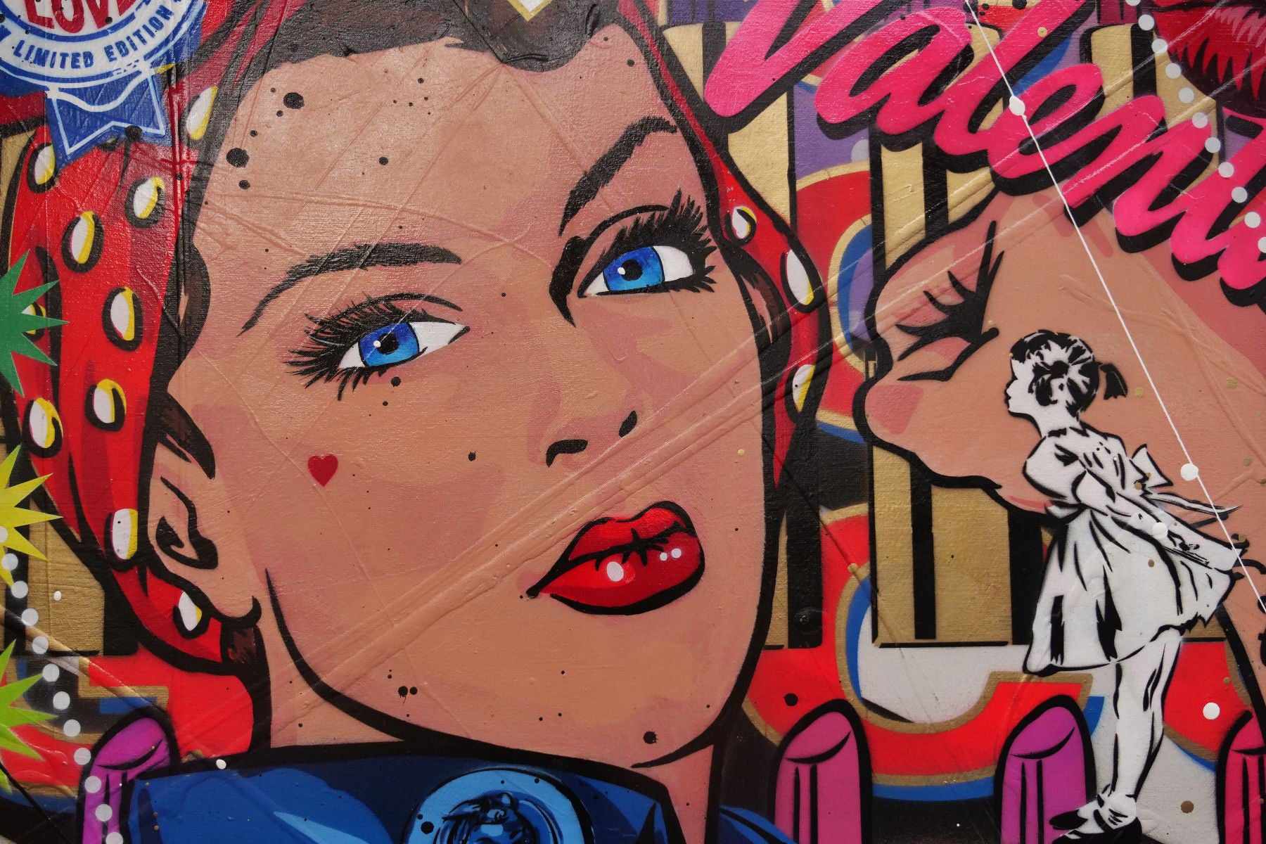 Lady Luck Rosie 190cm x 100cm Rosie The Riveter Textured Urban Pop Art Painting (SOLD)