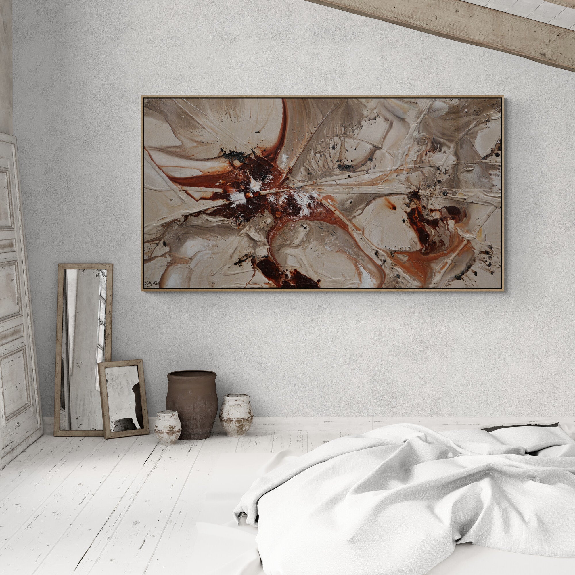 The Almond Principle 190cm x 100cm Malt Rusts Browns Textured Abstract Painting (SOLD)-Abstract-[Franko Artist]-[Cheryl]-[Wendy]-[Gabriela]-Franklin Art Studio