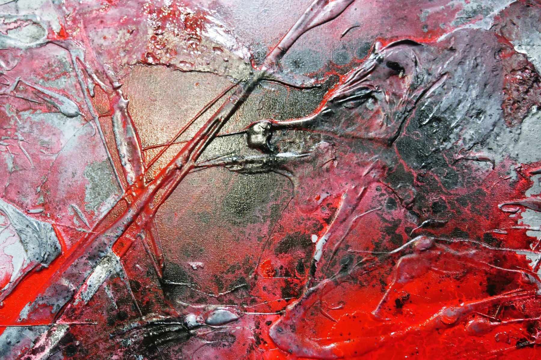 Lavish 160cm x 100cm Red Black Textured Abstract Painting (SOLD)