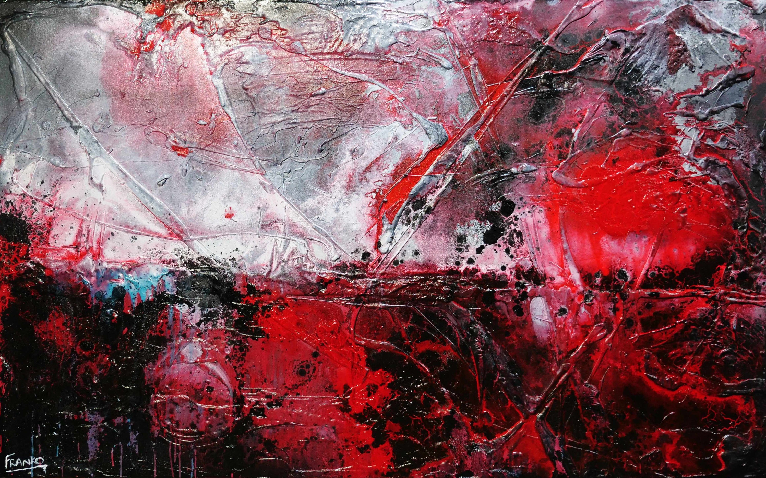 Lavish 160cm x 100cm Red Black Textured Abstract Painting (SOLD)-Abstract-[Franko ]-[Gallery]-[popular]-[Australia]-Franklin Art Studio