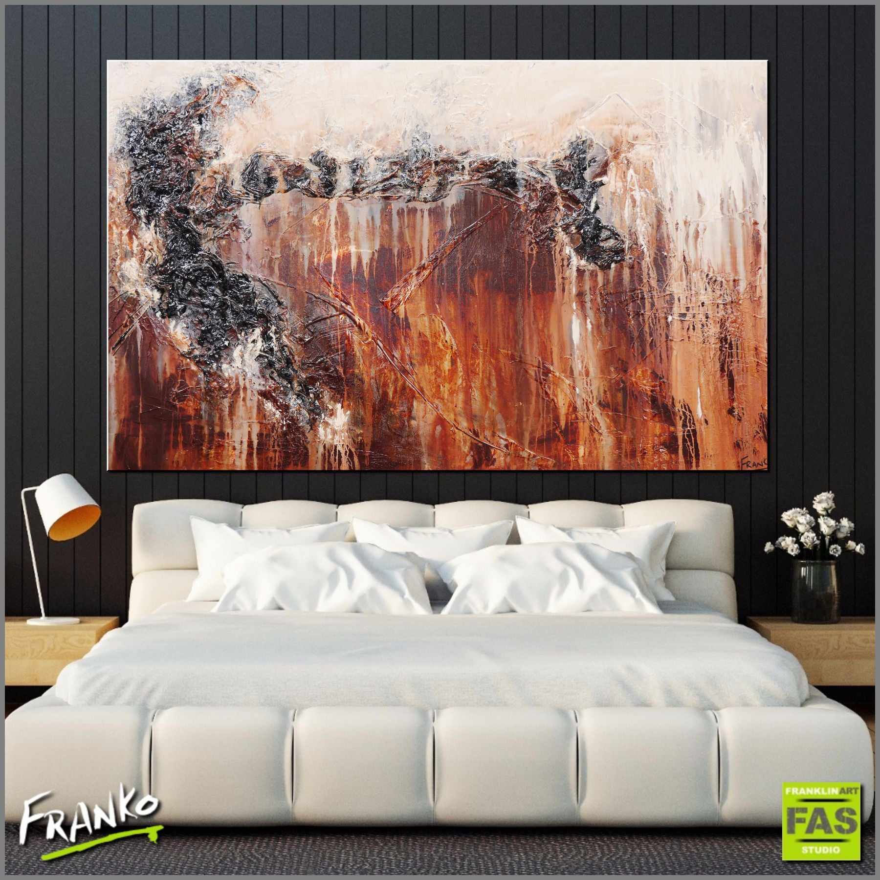 Leather Dunes 160cm x 100cm Brown Abstract Painting (SOLD)-abstract-Franko-[huge]-[Australian]-[best Selling]-Franklin Art Studio