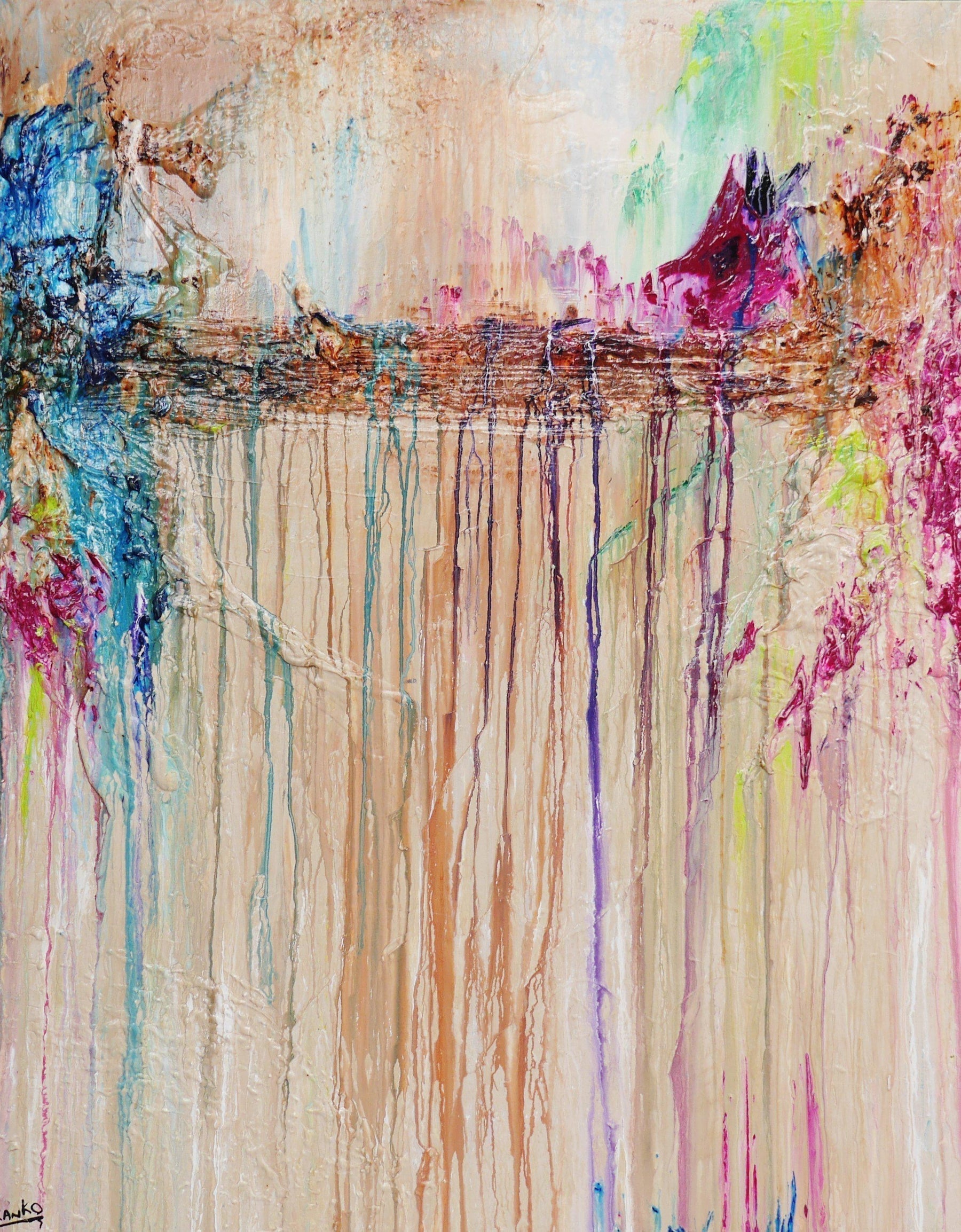 Leather Pastels 120cm x 150cm Brown Abstract Painting (SOLD)-abstract-[Franko ]-[Gallery]-[popular]-[Australia]-Franklin Art Studio