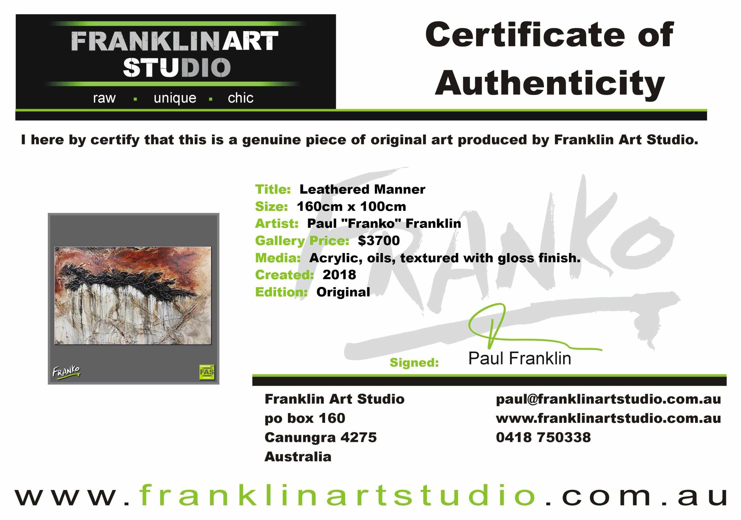 Leathered Manner 160cm x 100cm White Brown Rust Abstract Painting (SOLD)-Abstract-Franko-[franko_art]-[beautiful_Art]-[The_Block]-Franklin Art Studio