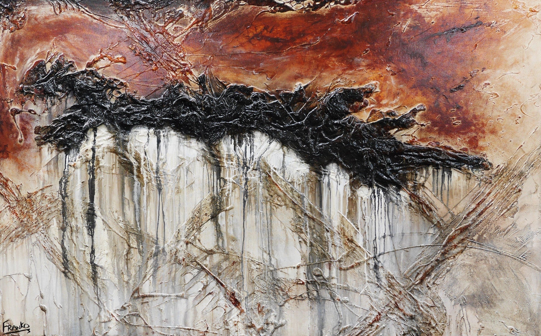 Leathered Manner 160cm x 100cm White Brown Rust Abstract Painting (SOLD)-Abstract-Franko-[Franko]-[Australia_Art]-[Art_Lovers_Australia]-Franklin Art Studio