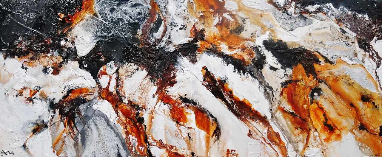 Levitating 240cm x 100cm Brown White Textured Abstract Painting (SOLD)-Abstract-[Franko ]-[Gallery]-[popular]-[Australia]-Franklin Art Studio