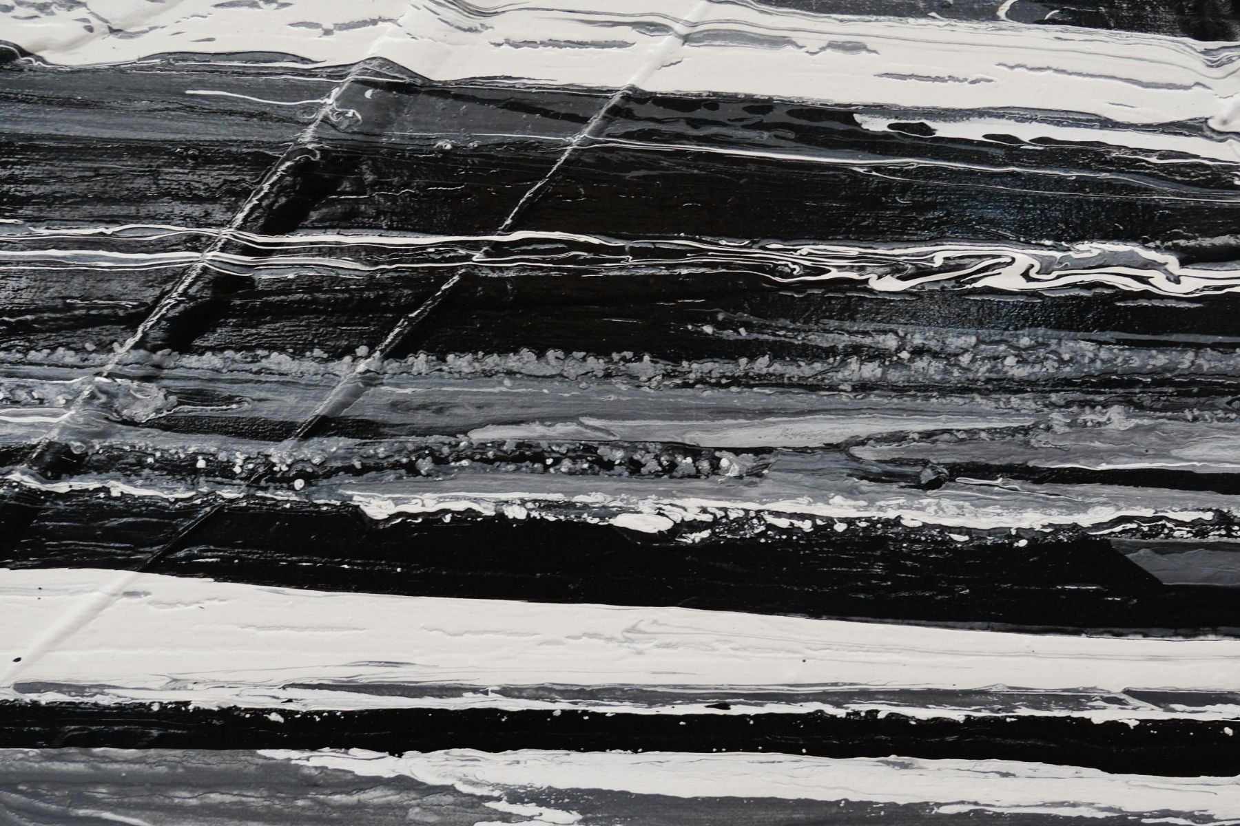 Licorice Moments 200cm x 80cm Black White Grey Textured Abstract Painting (SOLD)