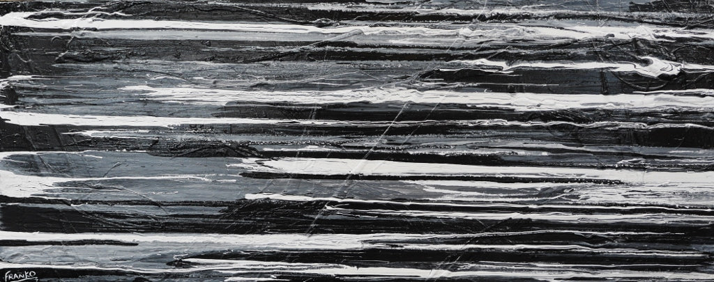 Licorice Moments 200cm x 80cm Black White Grey Textured Abstract Painting (SOLD)-Abstract-Franko-[Franko]-[Australia_Art]-[Art_Lovers_Australia]-Franklin Art Studio