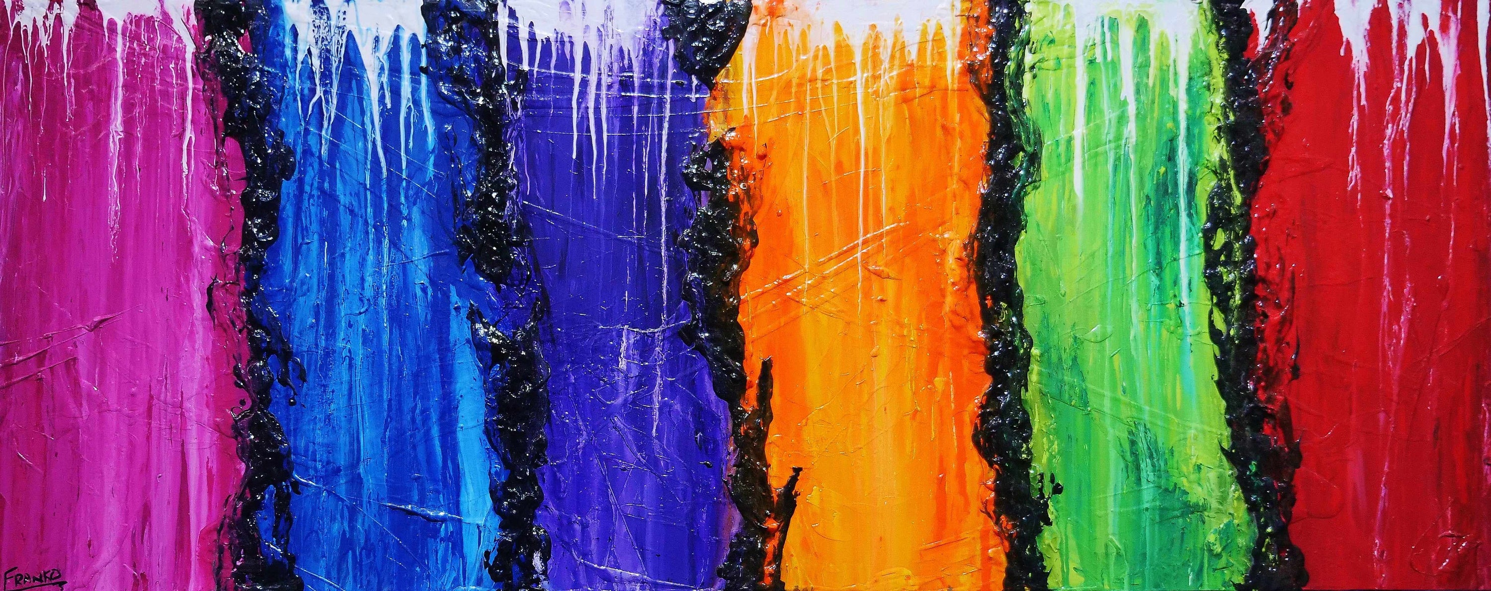 Lifesaver 200cm x 80cm Colourful Textured Abstract Painting (SOLD)-Abstract-Franko-[Franko]-[Australia_Art]-[Art_Lovers_Australia]-Franklin Art Studio